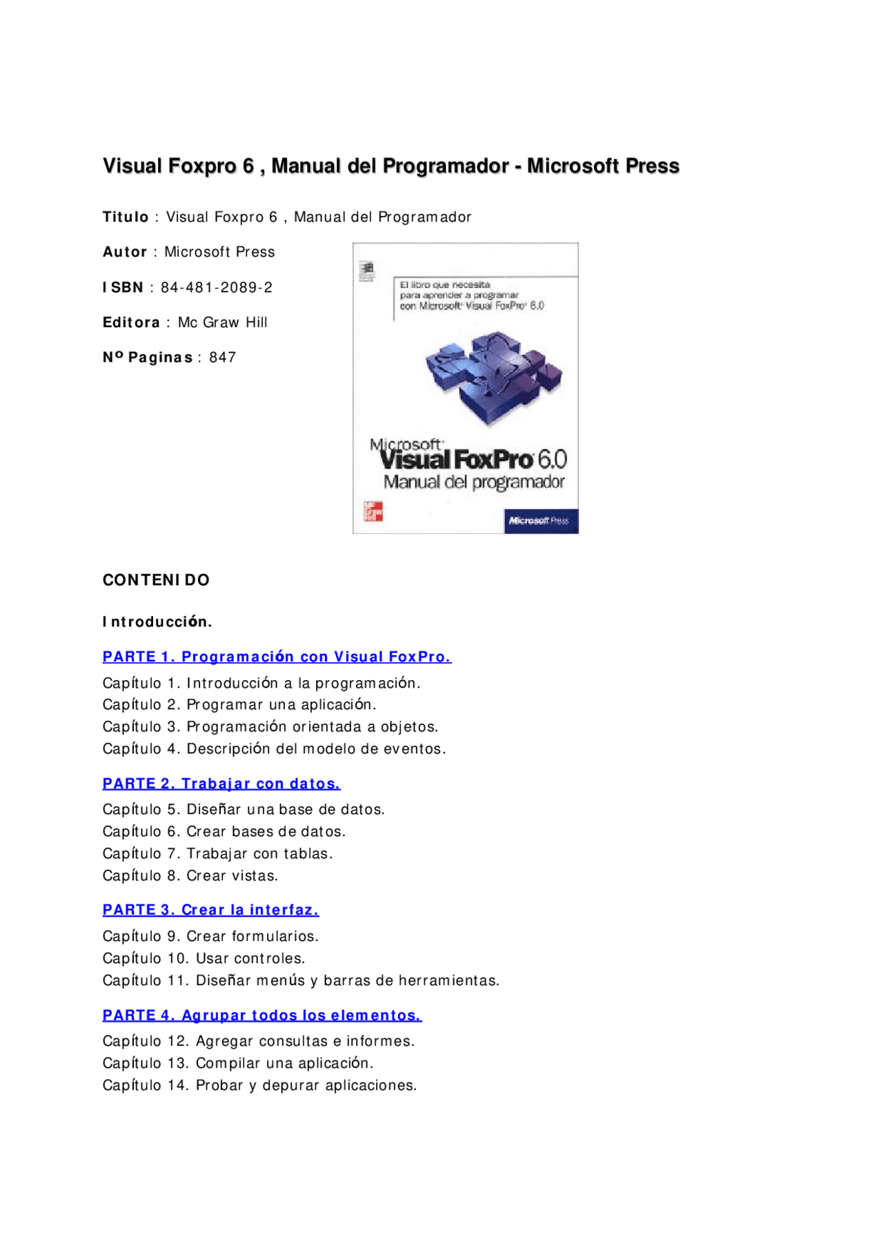 Manual de visual foxpro version 6 | Guías, Proyectos, Investigaciones ...