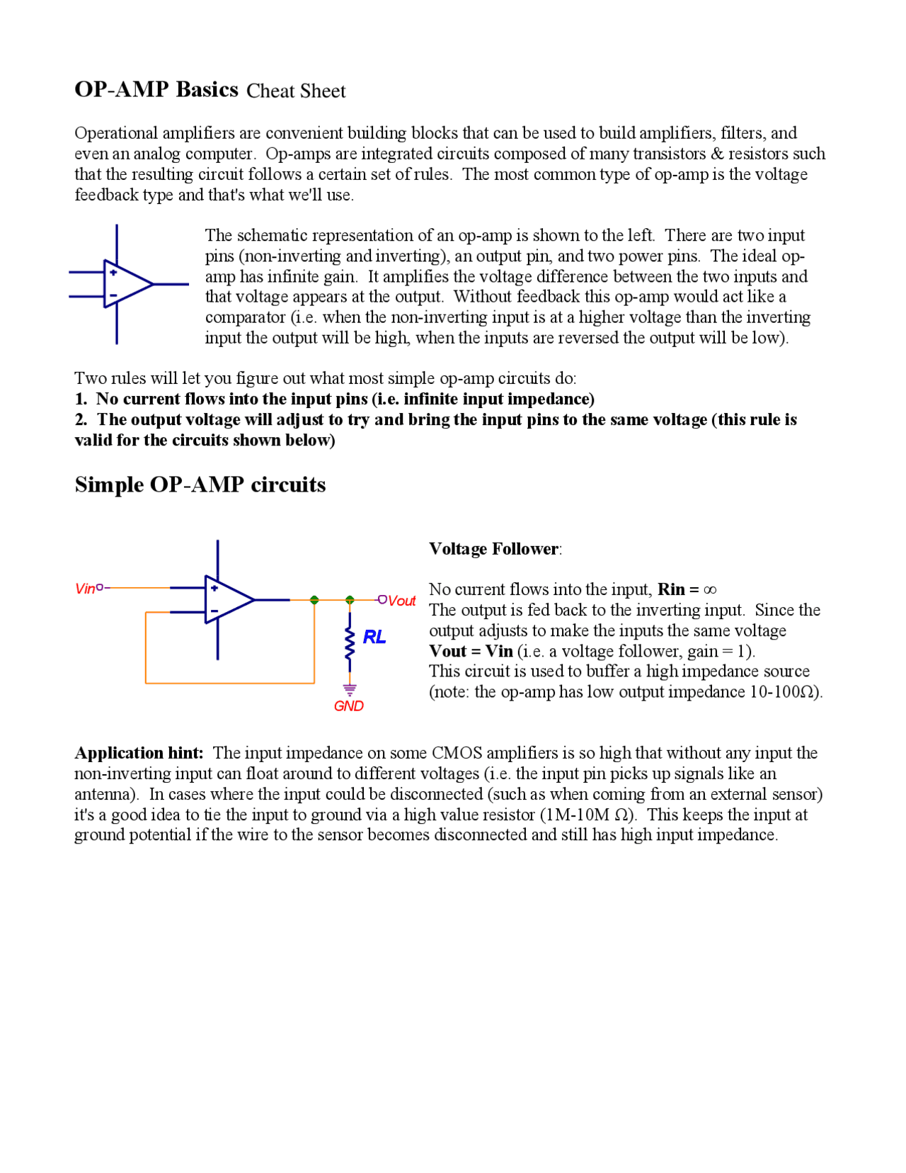 op-amp-basics-cheat-sheet-cheat-sheet-electronics-docsity