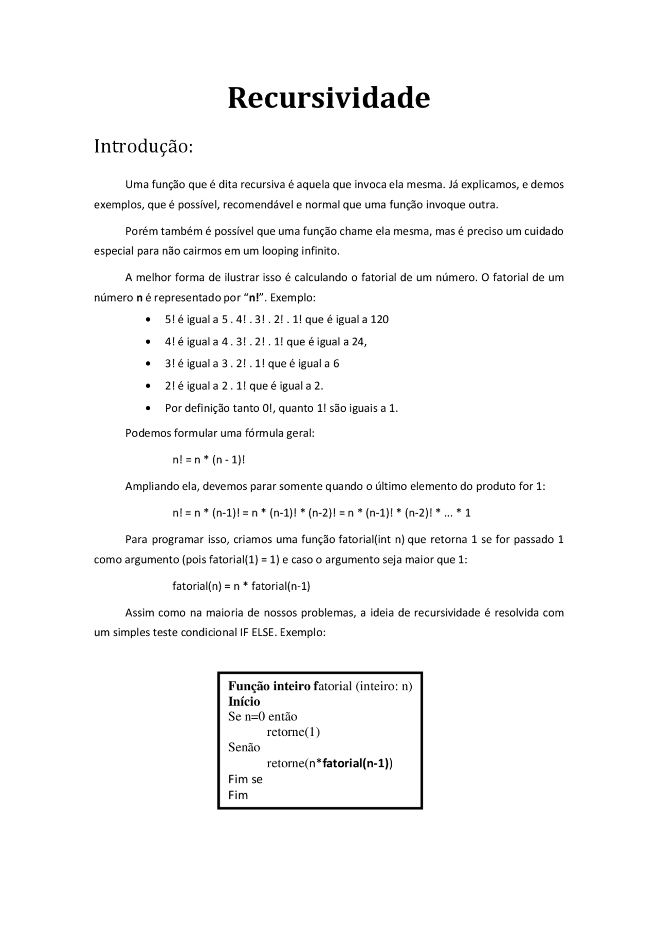 Recursividade em Java | Notas de estudo Metodologias de Desenvolvimento ...