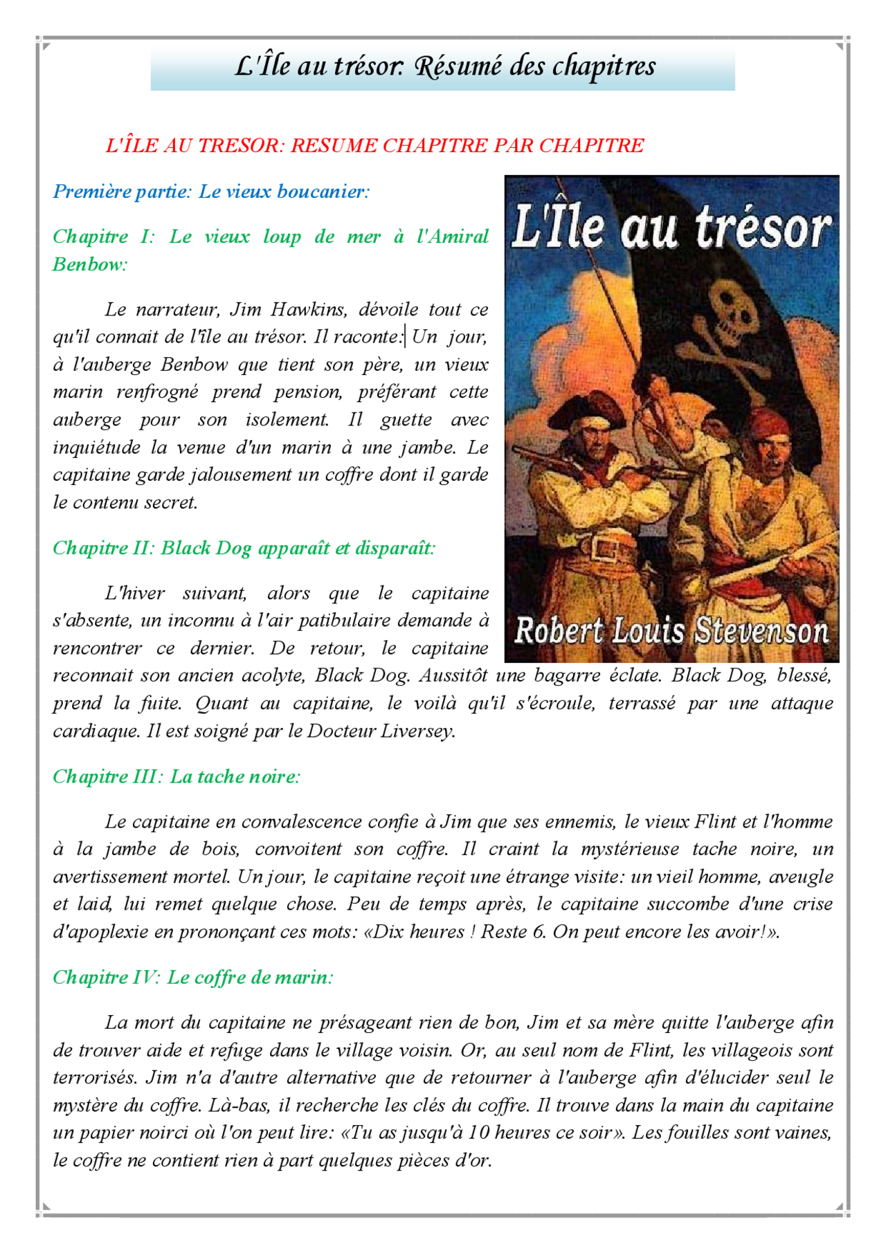 L'Île au trésor Résumé des chapitres Docsity L'Île au trésor Résumé des chapitres Docsity