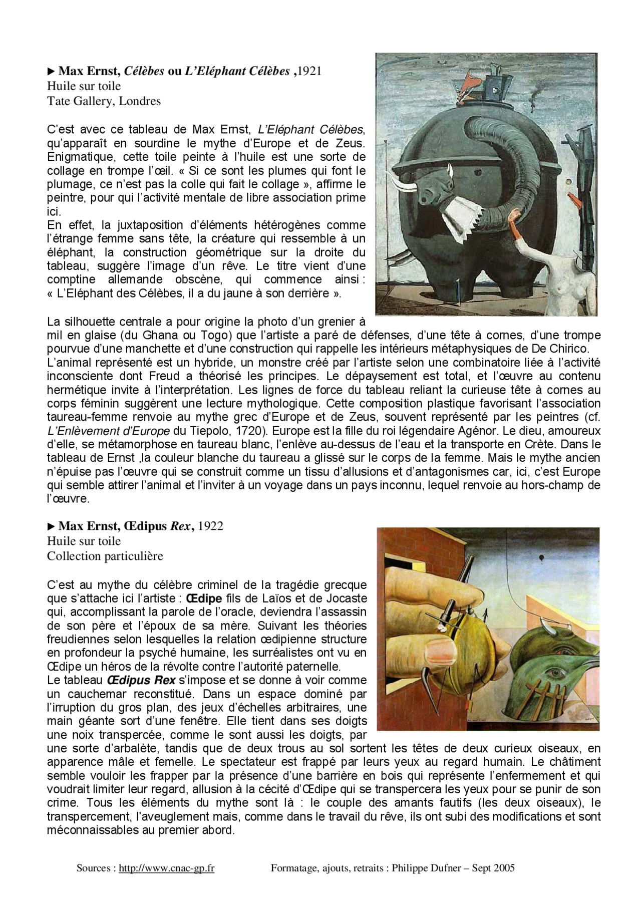 Max Ernst, Célèbes ou L'Eléphant Célèbes ,1921 | Notes Histoire de l'Art |  Docsity