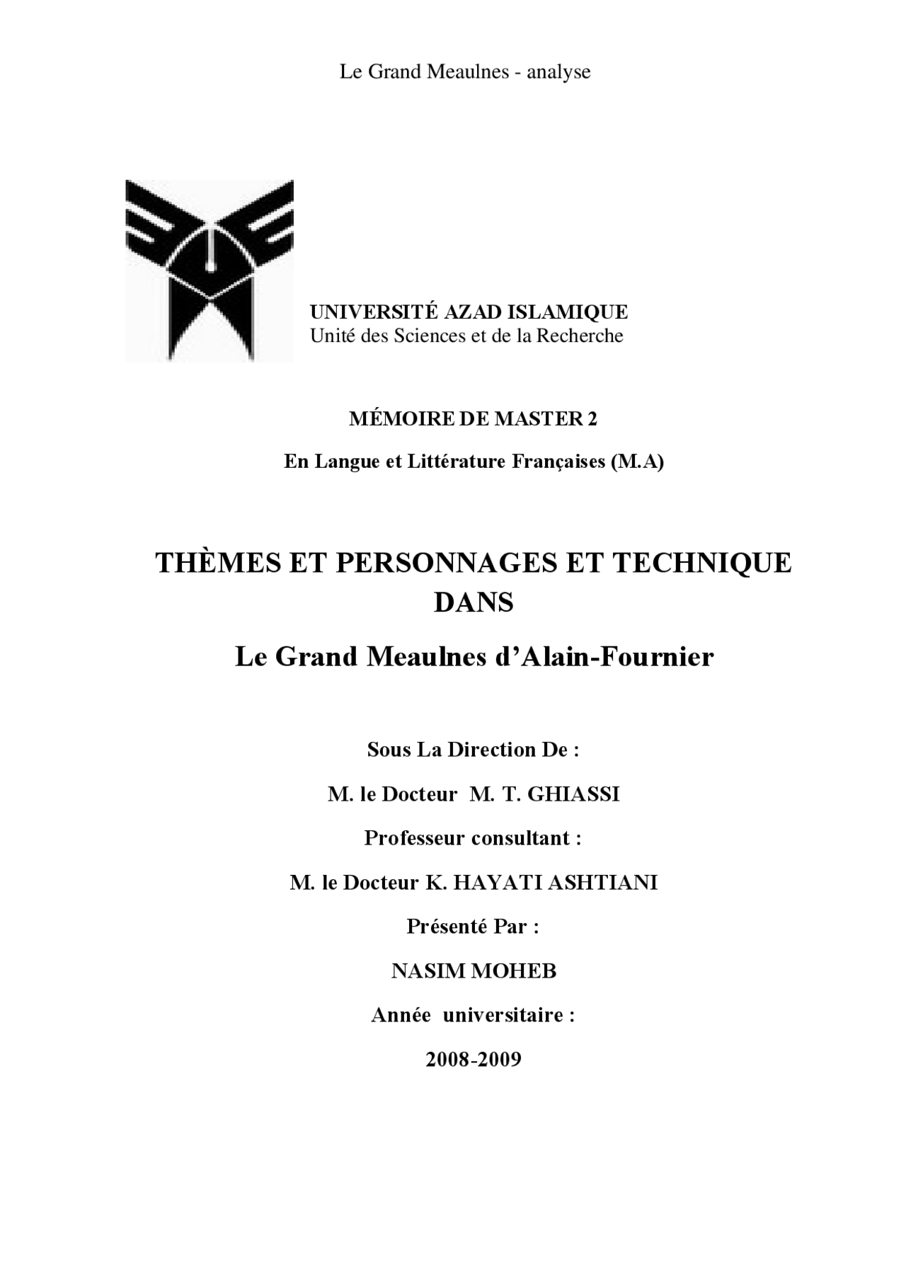 Le Grand Meaulnes Analyse Docsity