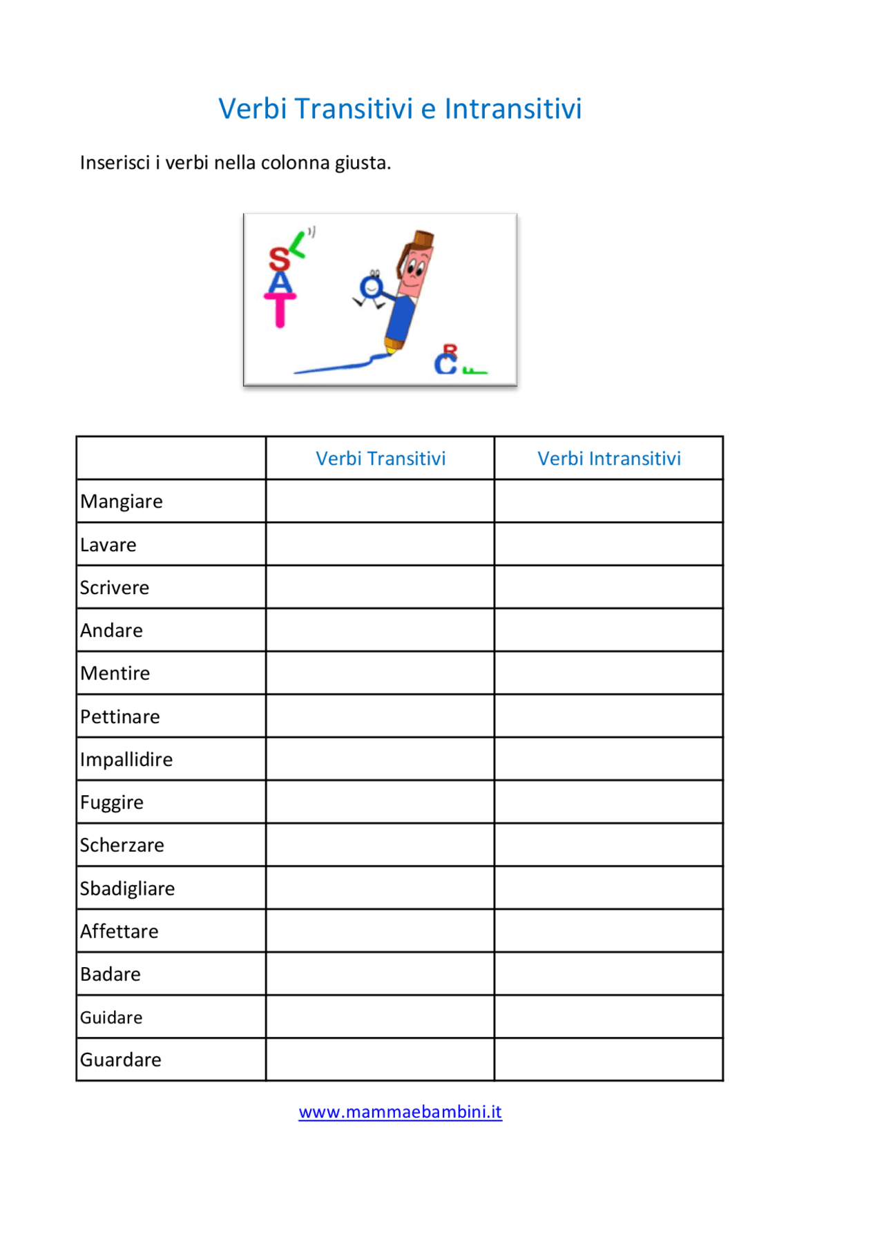 Verbi per dsa e dissturbio apprendiemnto cxiao - Docsity