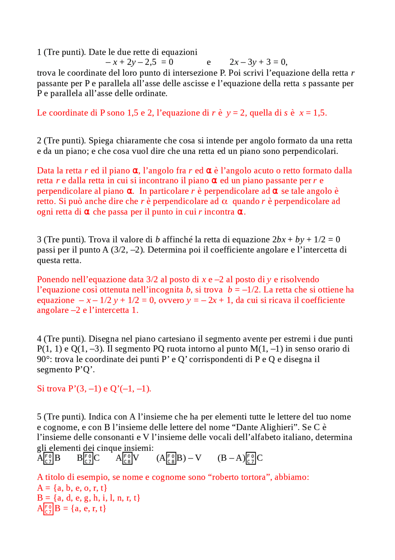 Fondamenti matematica esercizi - Docsity