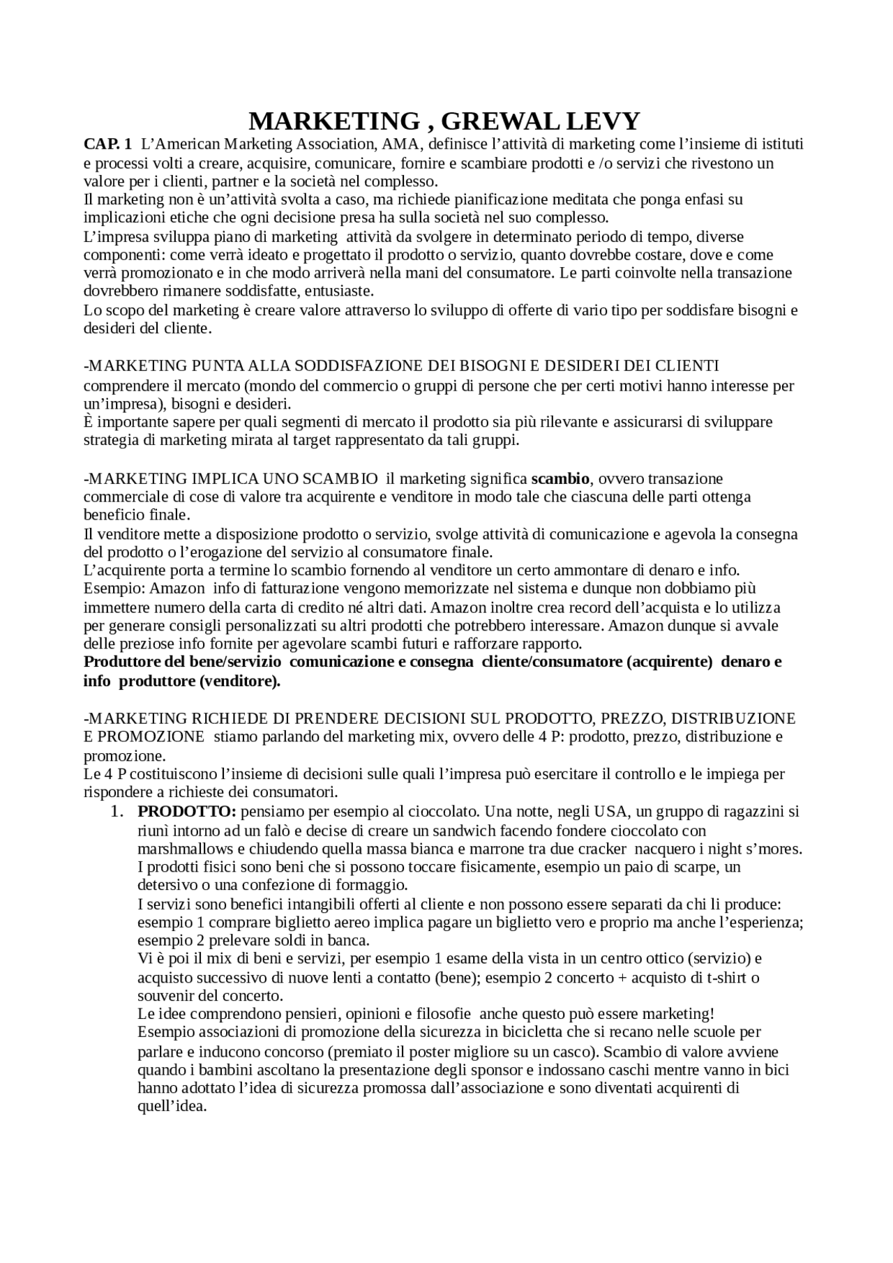 MARKETING , GREWAL LEVY | Sintesi del corso di Marketing ...