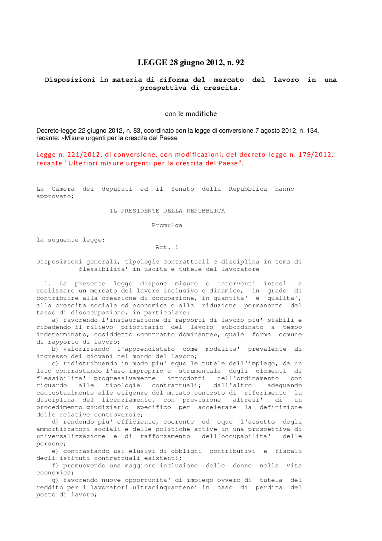 Legge 92 del 2012 slide Docsity