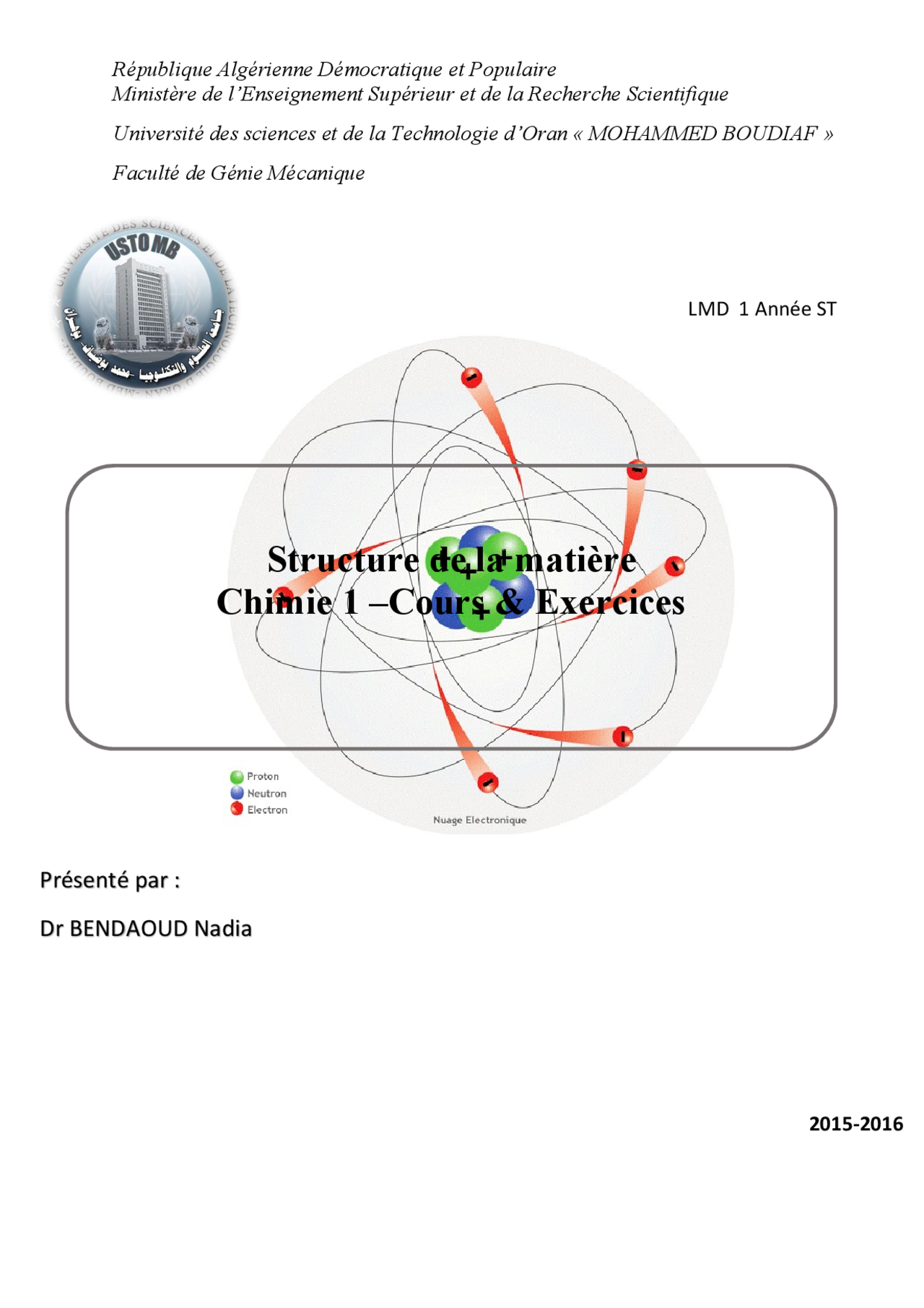 Le Modèle De L Atome à Travers Le Temps Correction Structure de la matière. Chimie 1: cours et exercices | Notes Chimie |  Docsity