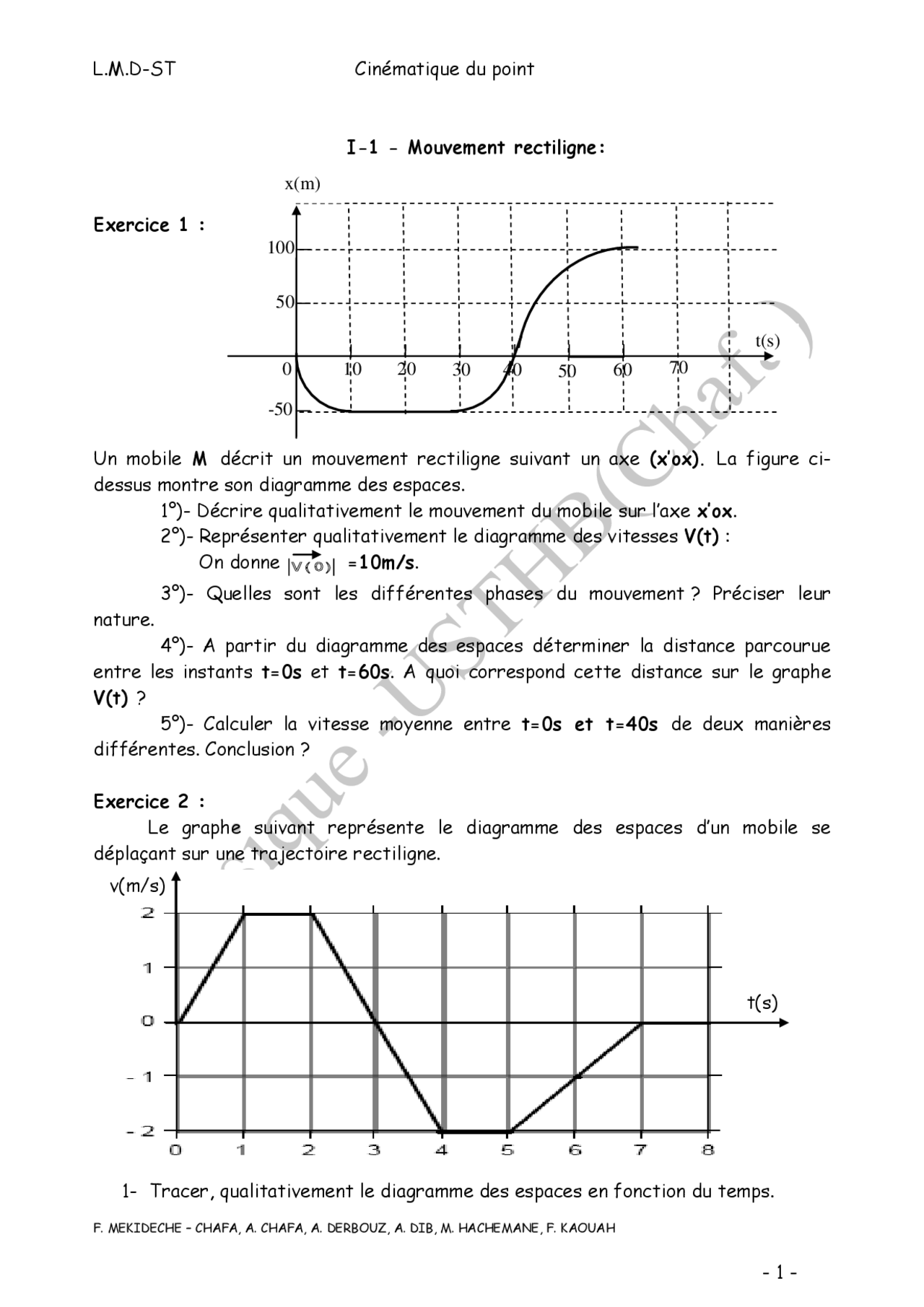 Cin matique Du Point Exercices Et Corrig Exercices Cin matique 
