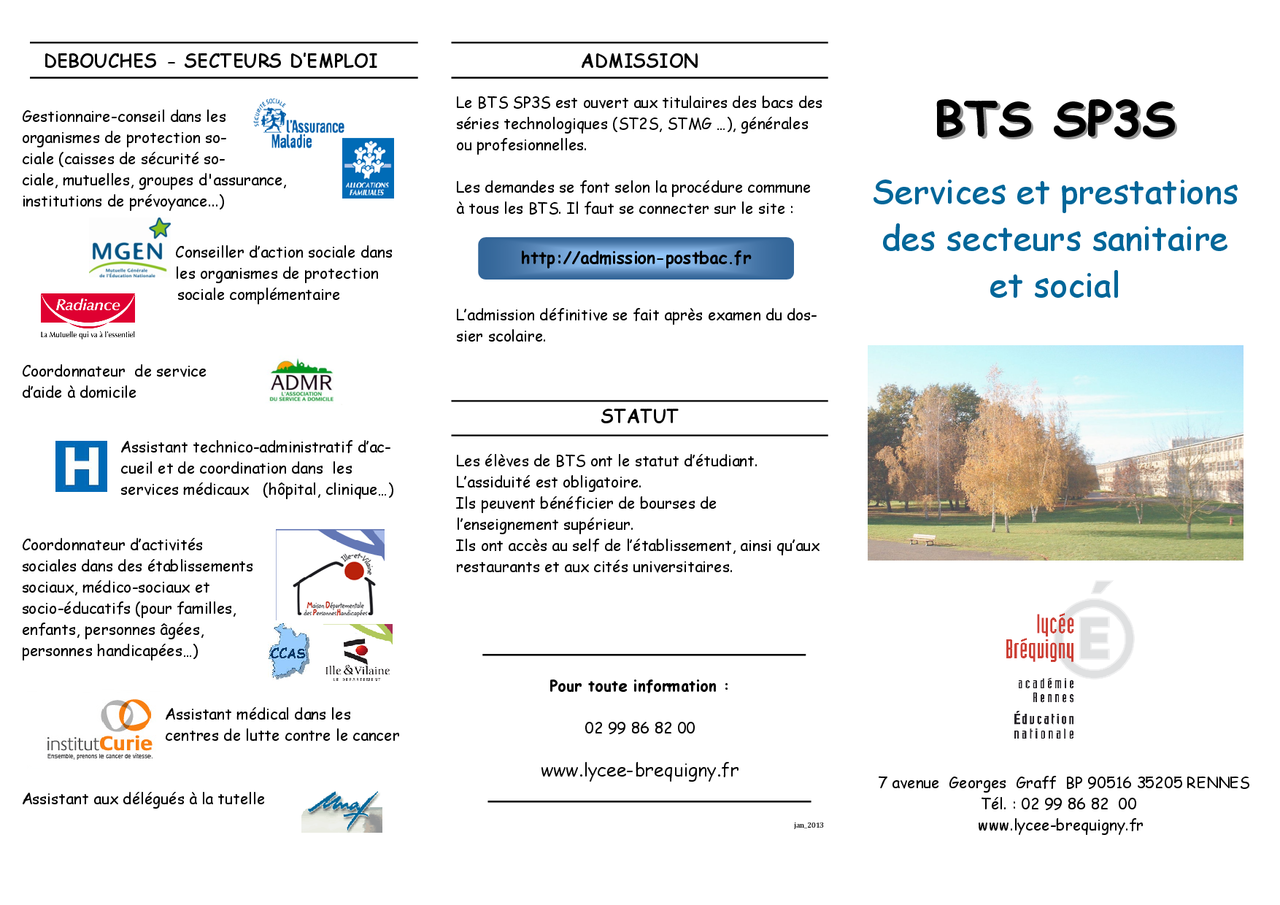 Bts sp3s Services et prestations des secteurs sanitaire et social - Docsity