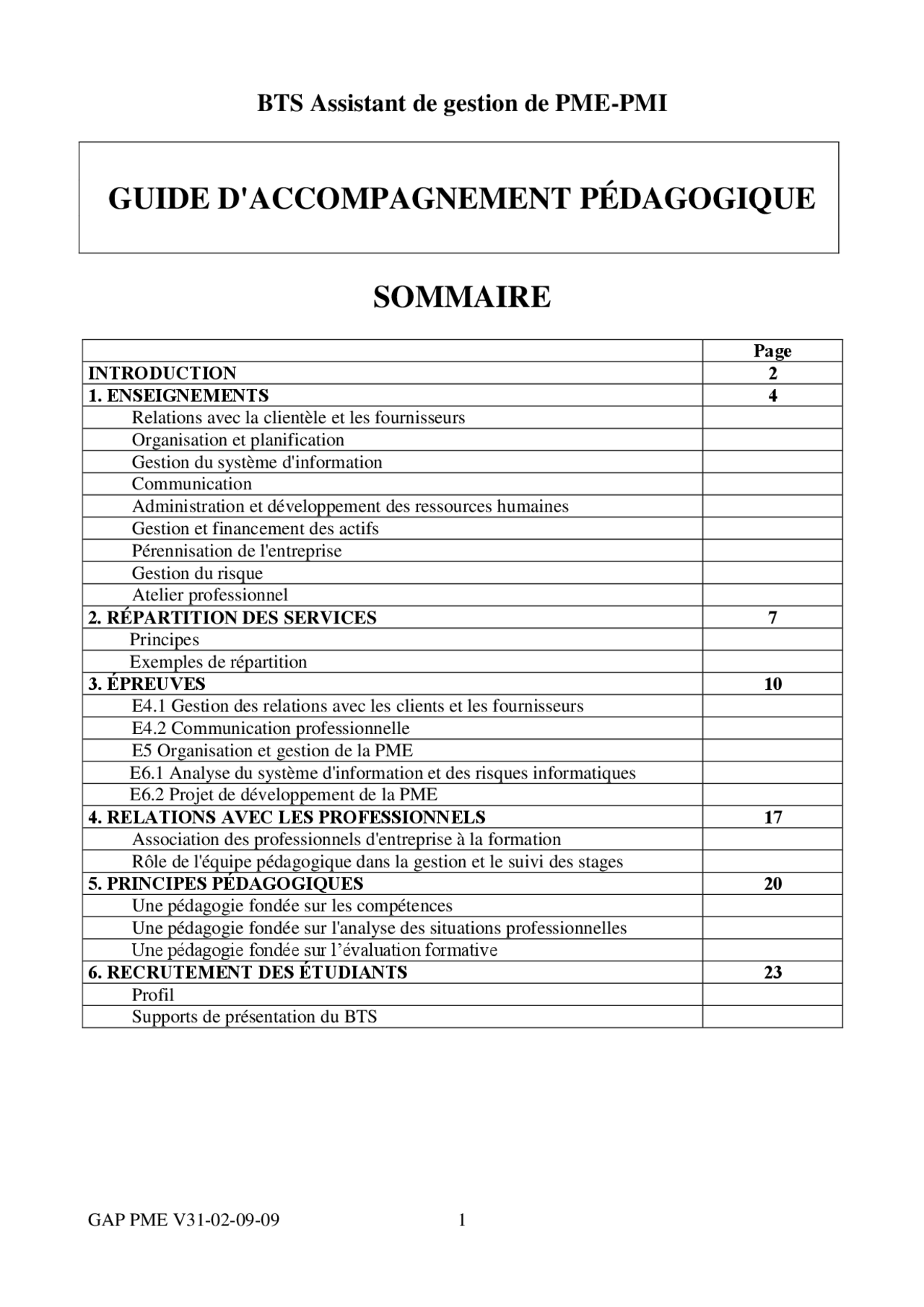 Exercice Bts Gpme BTS Assistant de gestion de PME-PMI: guide d'accompagnement pédagogique |  Guide, Projets, Recherche Gestion des affaires | Docsity