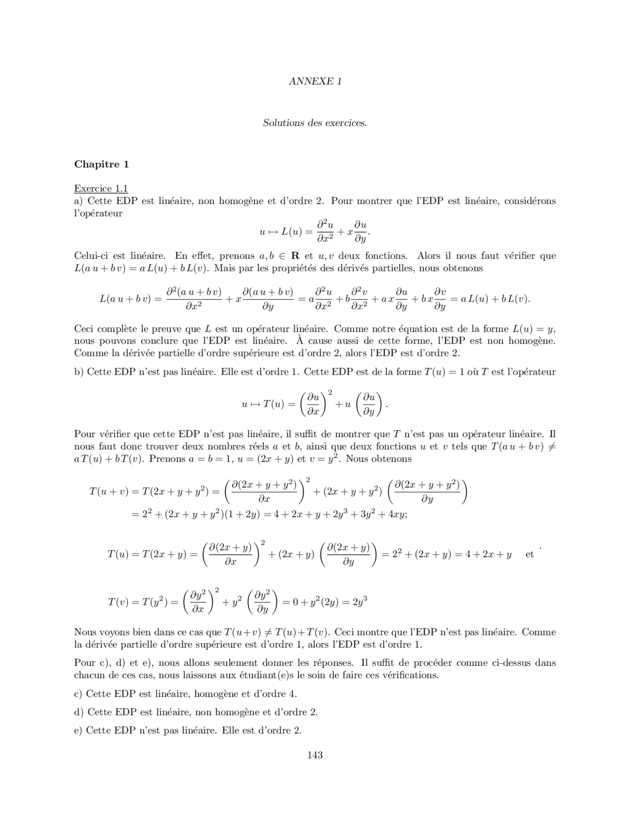 Edp Math Annexe 1: solutions des exercices sur l'EDP | Exercices Mathématiques ...