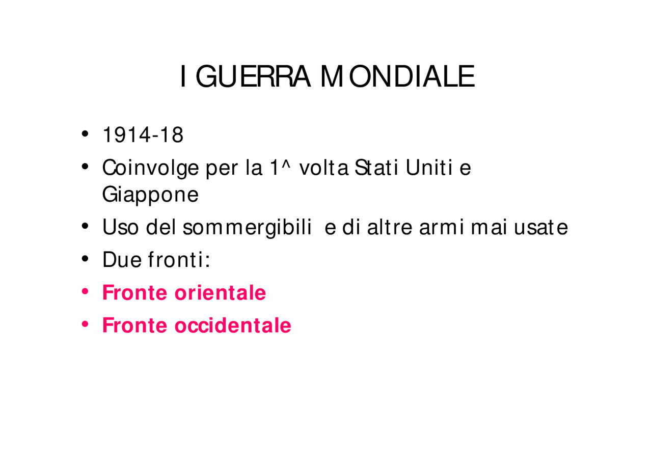 PRIMA GUERRA MONDIALE - Docsity
