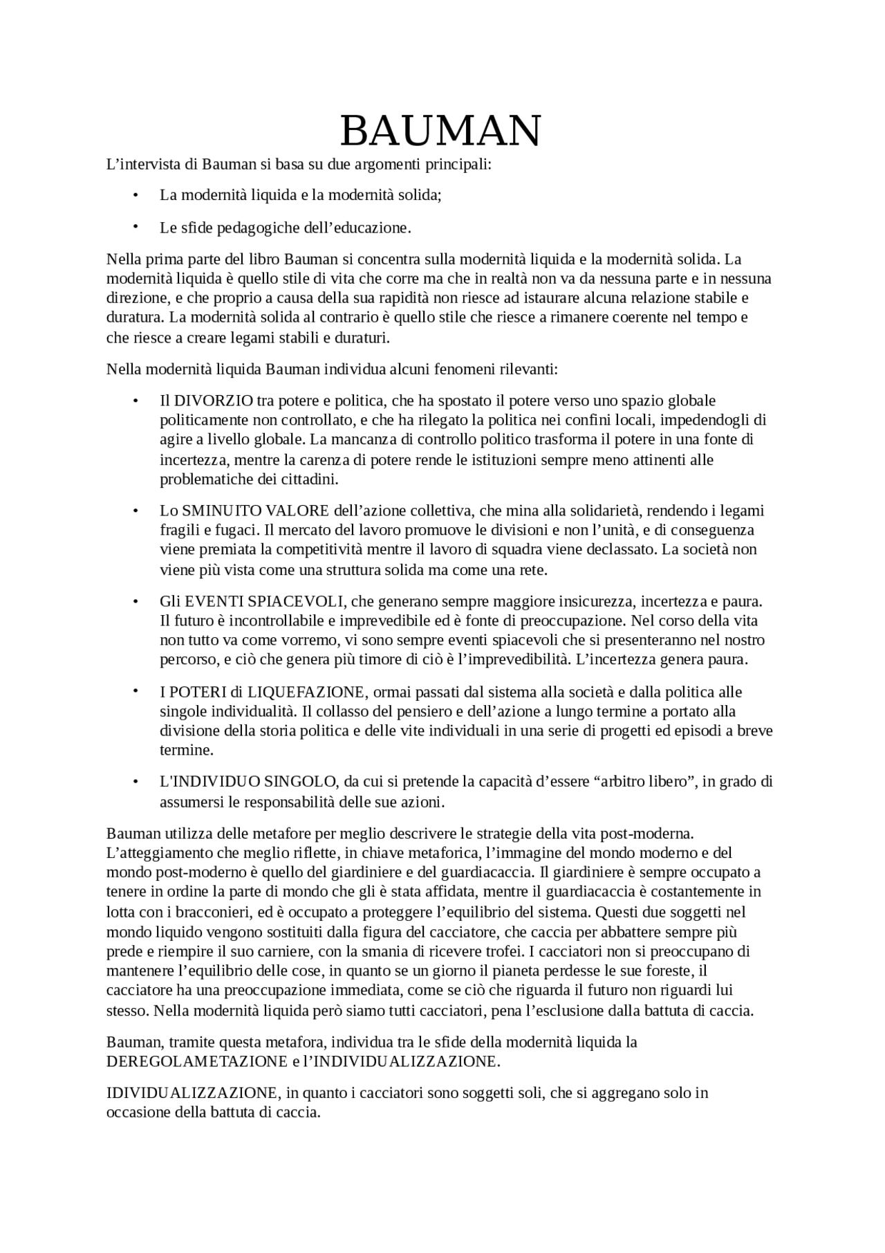 Zygmunt Bauman di Alba Porcheddu | Sintesi del corso di Pedagogia