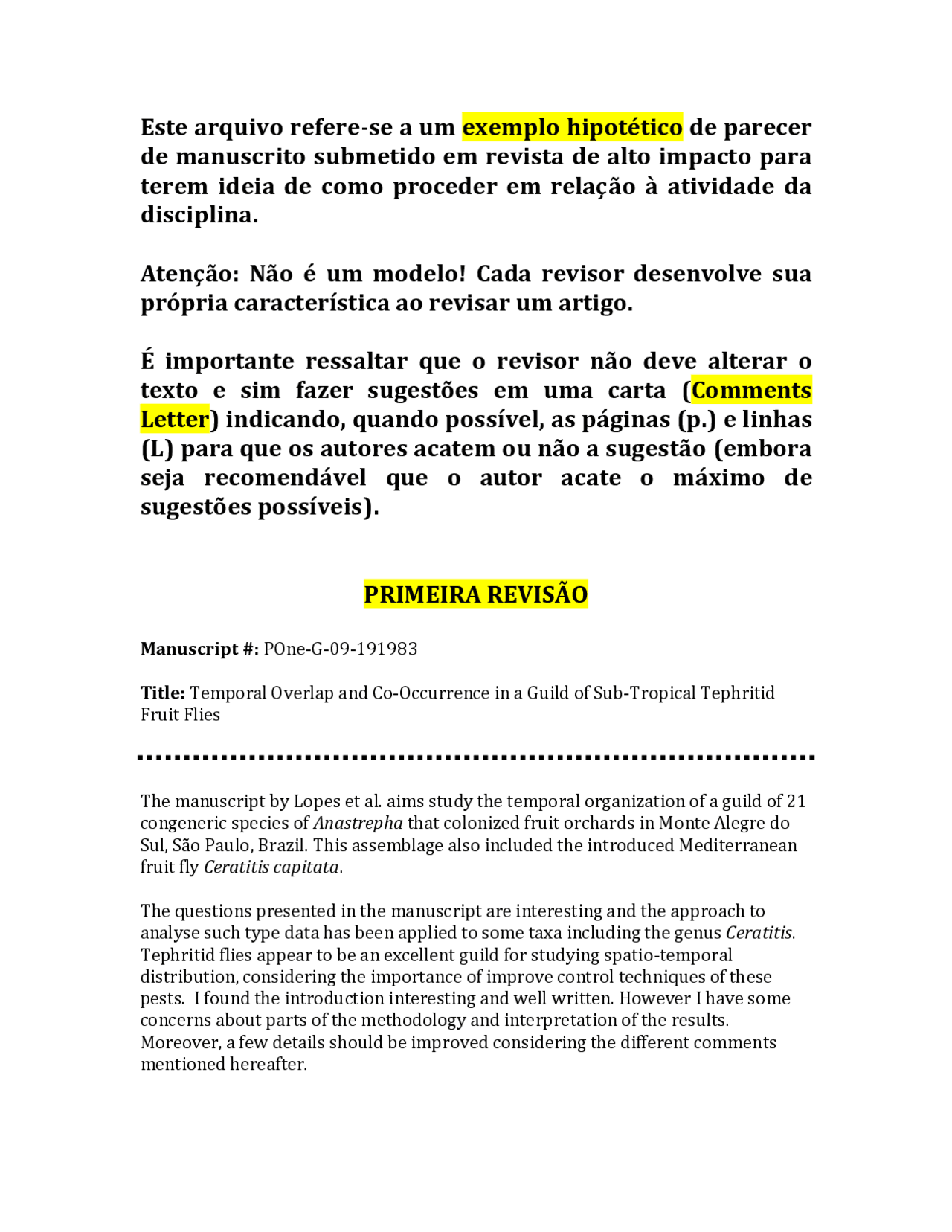 Exemplo parecer de revisão de literatura para estudades - Docsity
