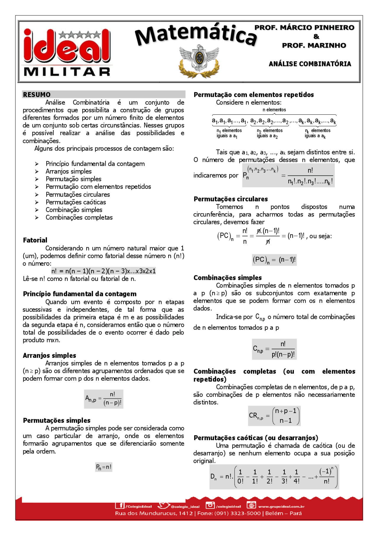 Lista de analise combinatoria com mais de 300 exercicios | Exercícios ...