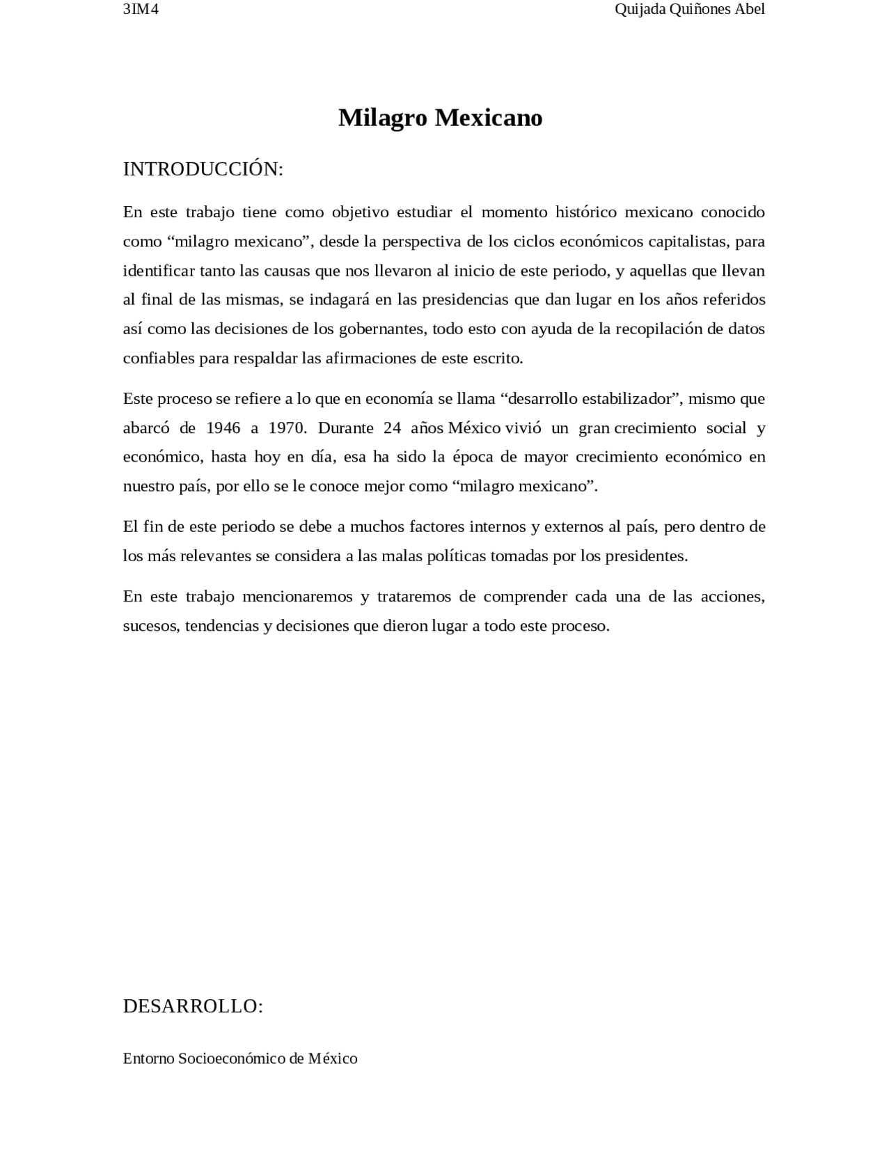 Milagro Mexicano Y Desarrollo Estabilizador Docsity