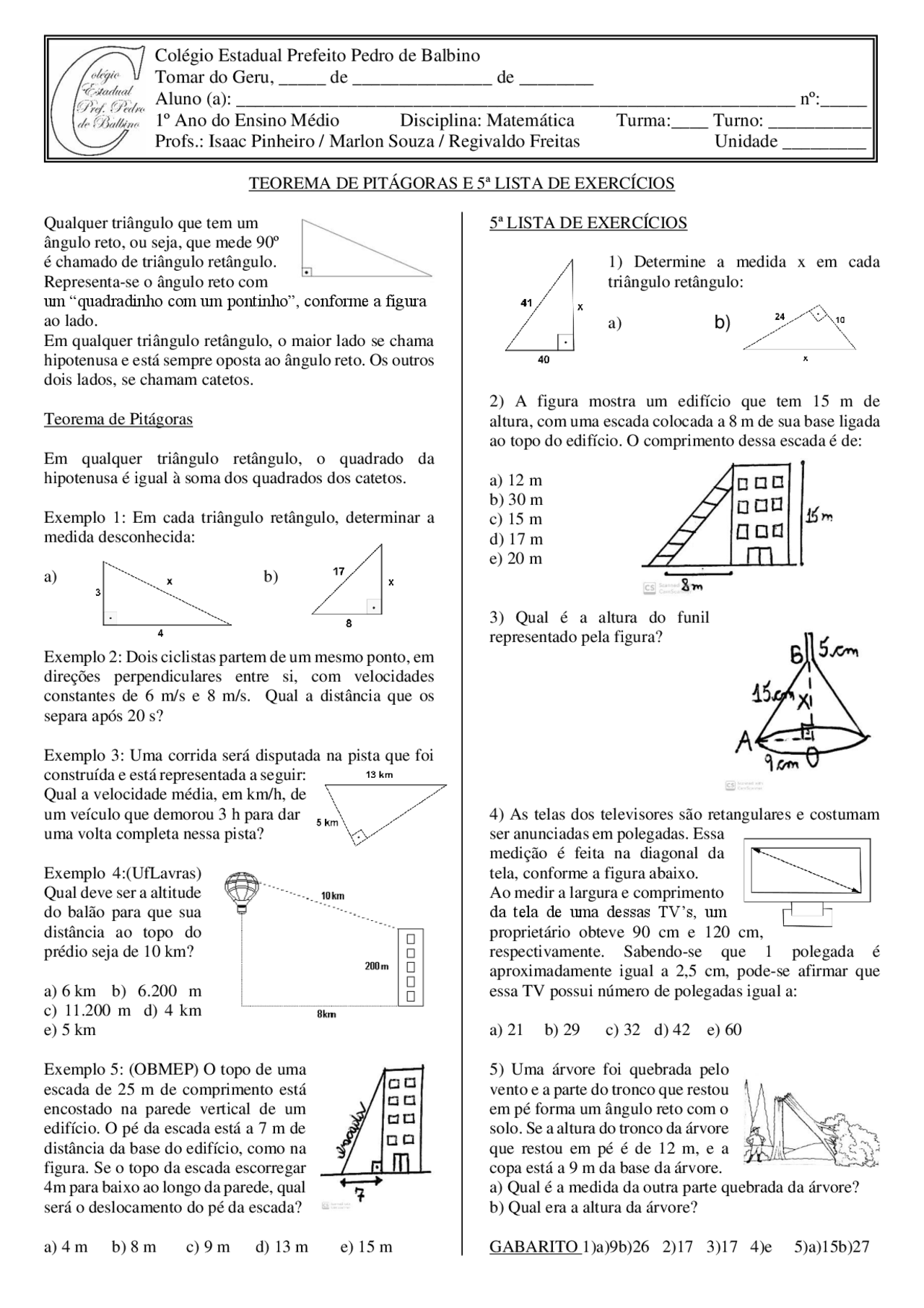 Teorema De Pitagoras Exercicios Pdf - FDPLEARN