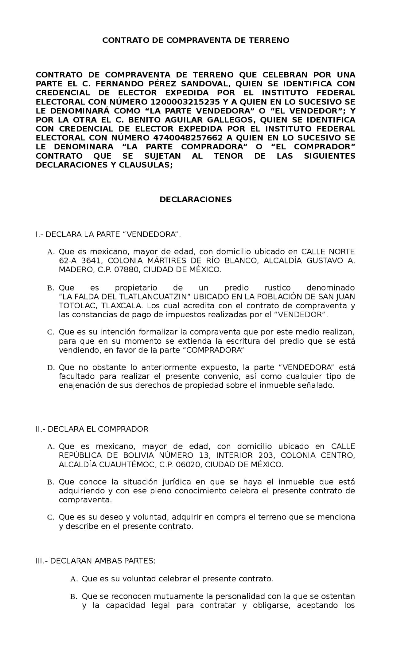 Contrato De Compraventa De Terreno Ejemplos Y Formatos Word Y Pdf Images 7162