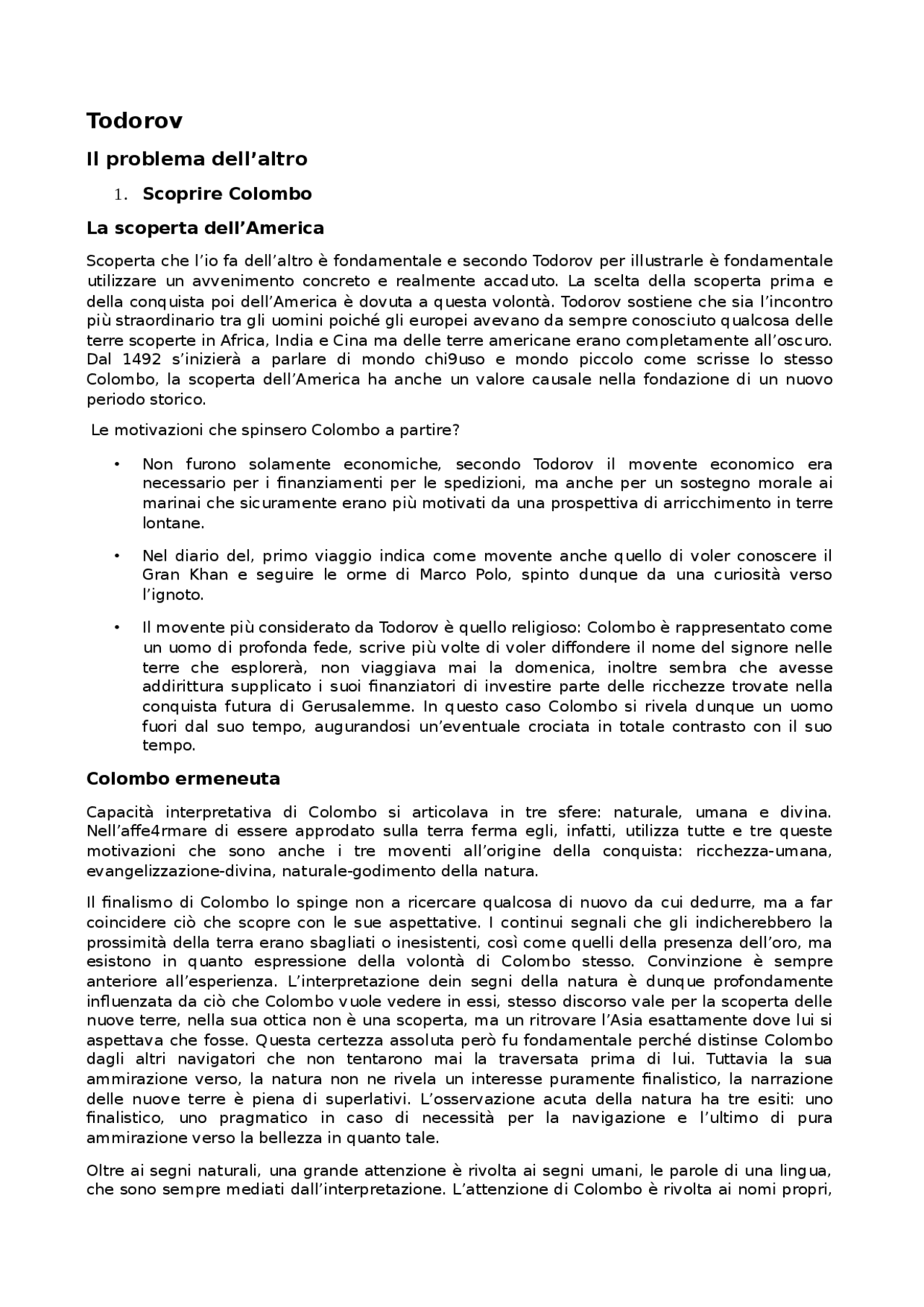 Riassunto Todorov, la conquista dell'America e il problema dell'altro. Docsity Riassunto Todorov, la conquista dell'America e il problema dell'altro. Docsity