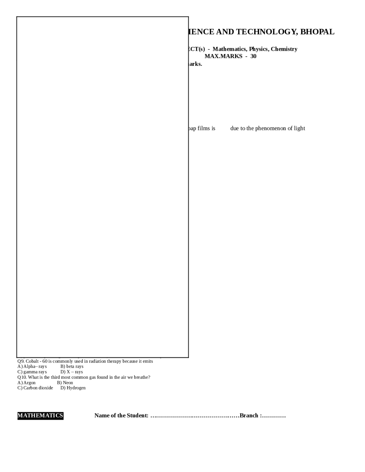 Objective question paper - Docsity