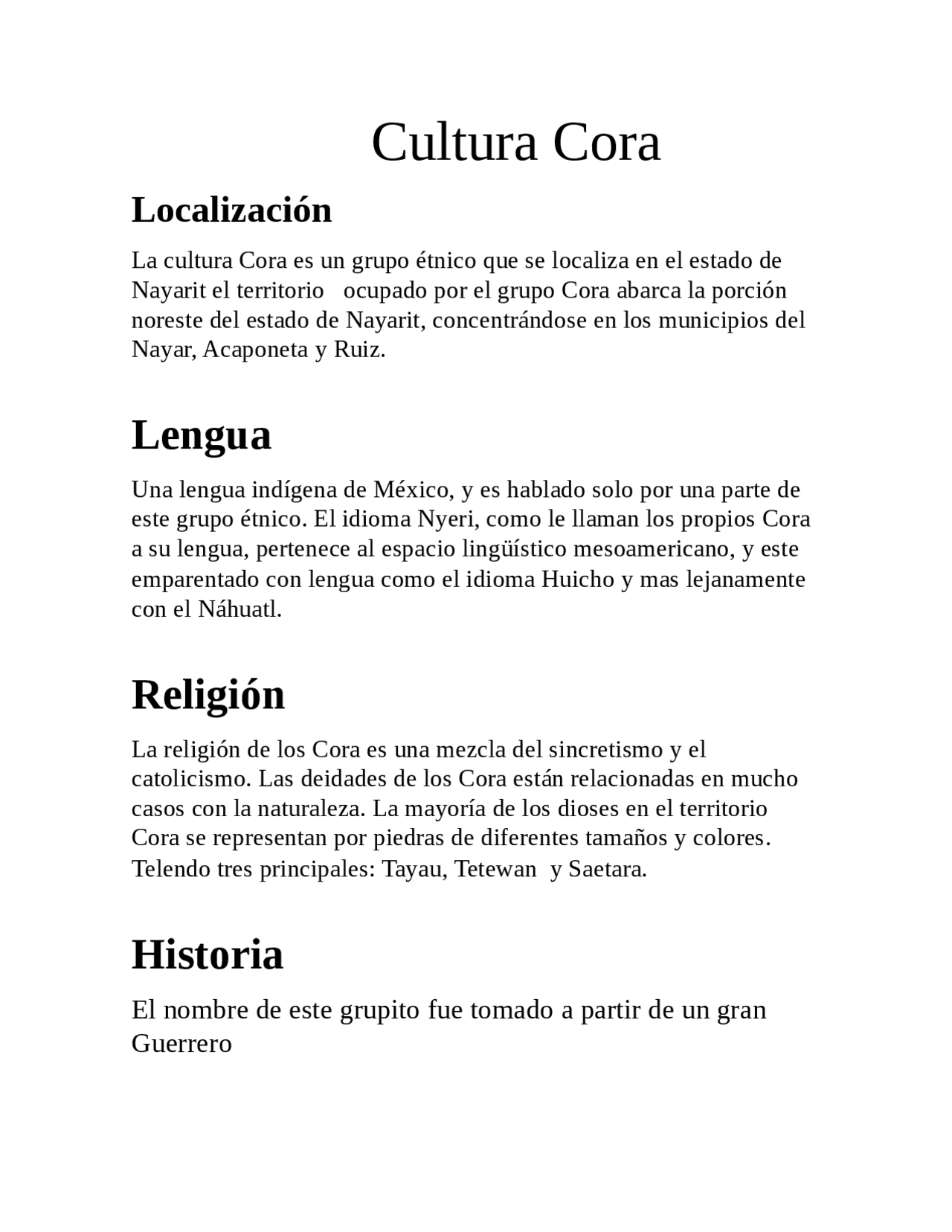 Cultura Cora - Docsity