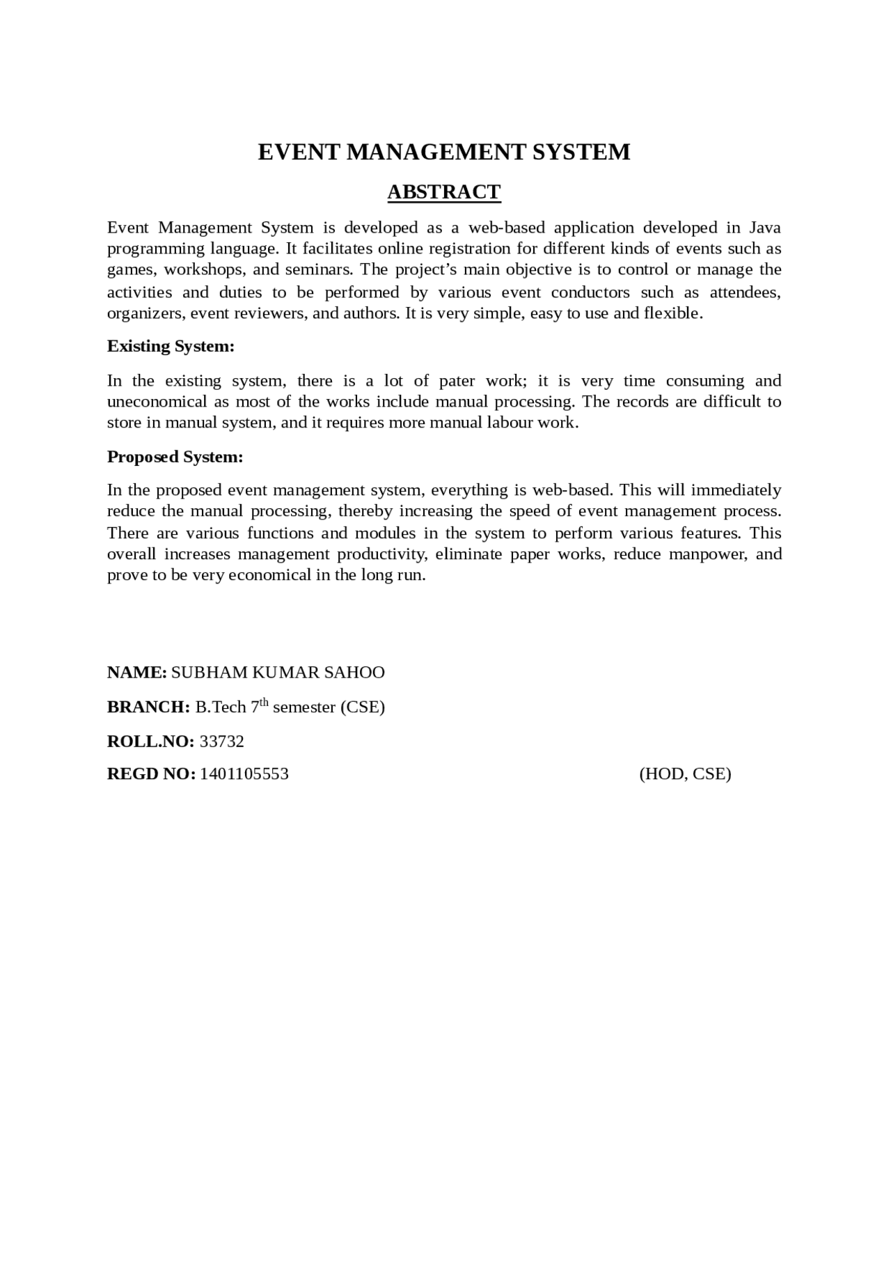 Event management system - Docsity