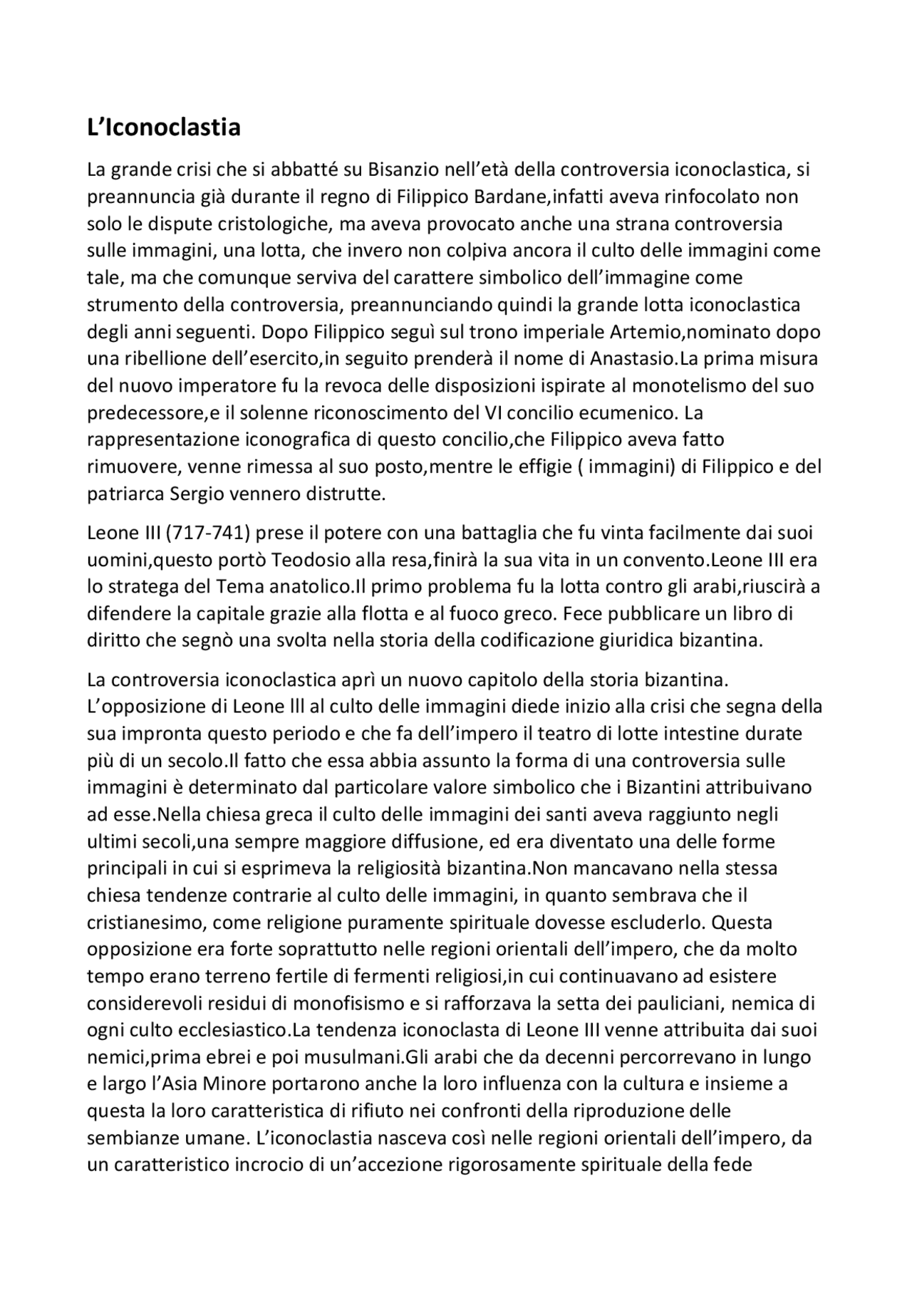 Iconoclastia Bizantina Docsity