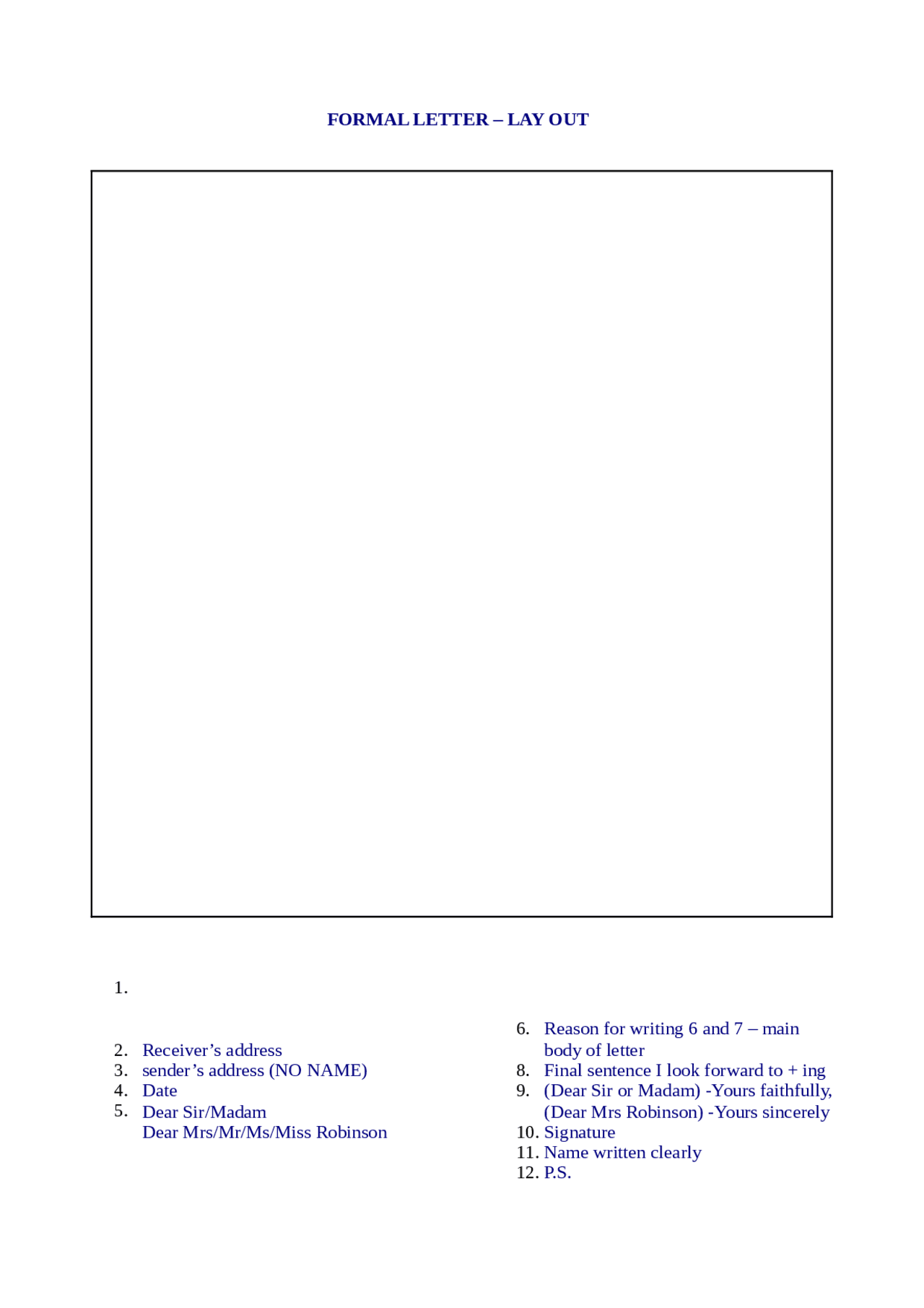 Layout for formal letter - Docsity