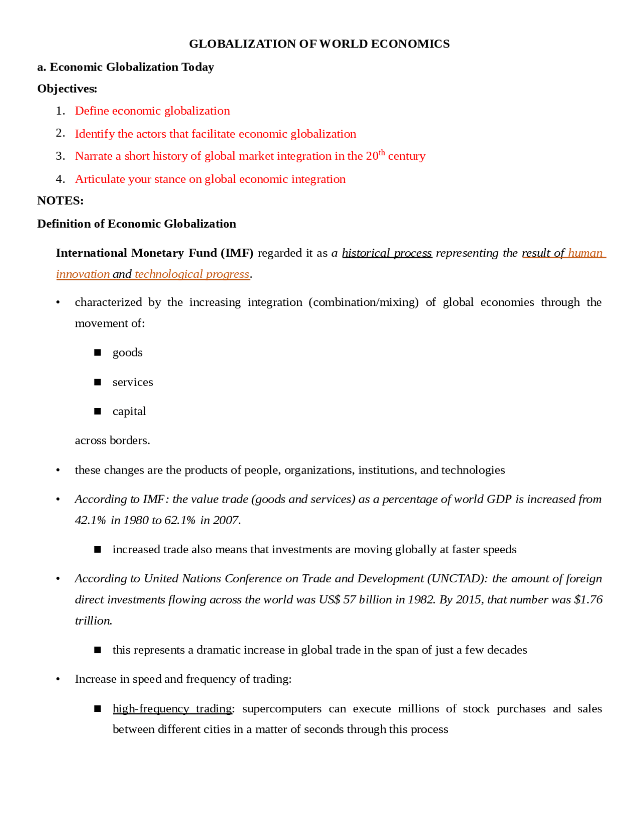 Brief History of Globalization | Lecture notes Photoshop | Docsity