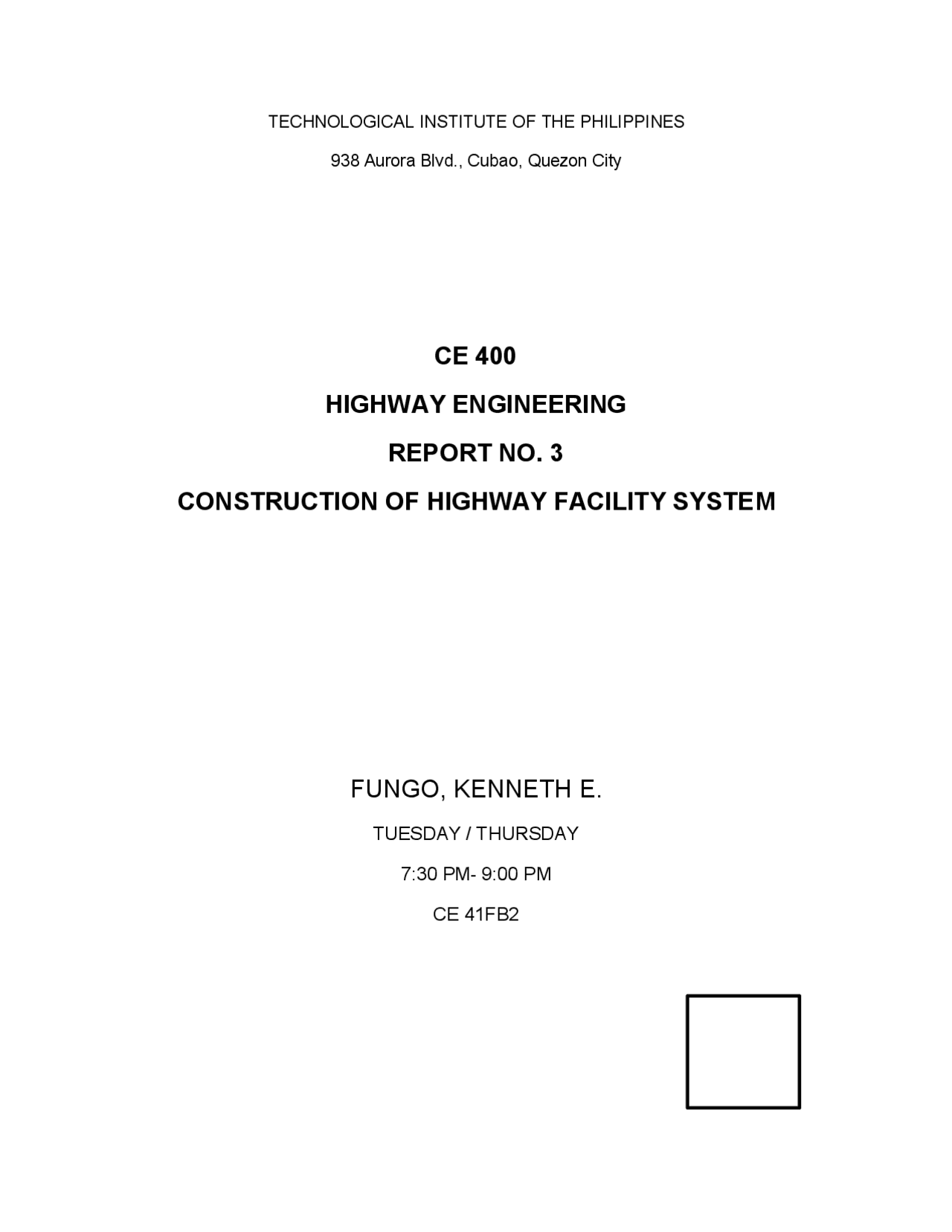 Highway engineering report - Docsity