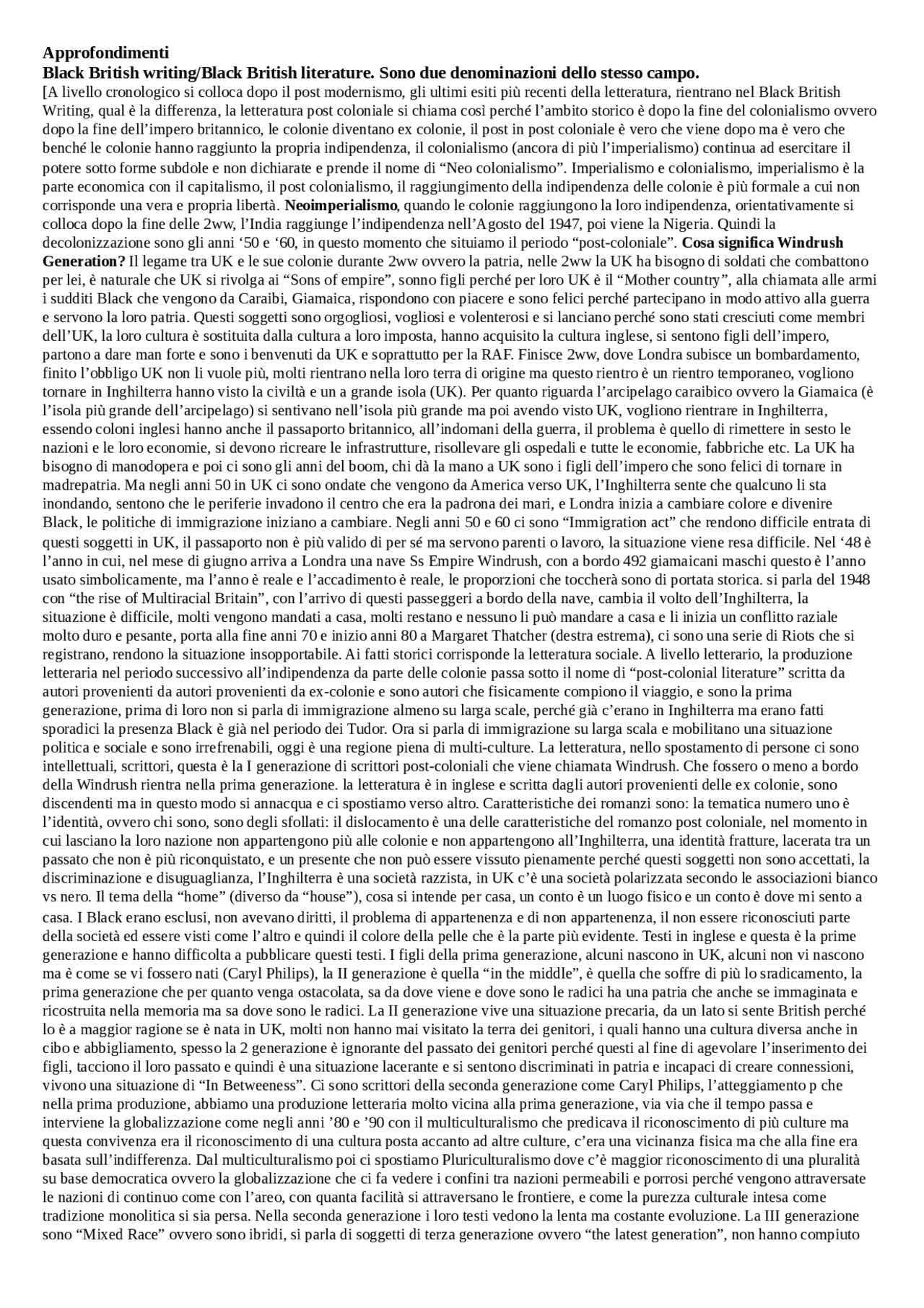 Black British writing - Docsity