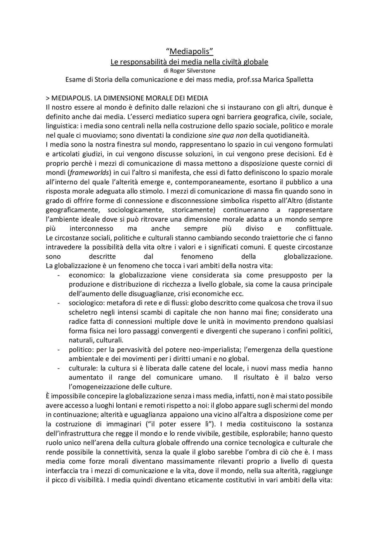 Mediapolis riassunto Docsity