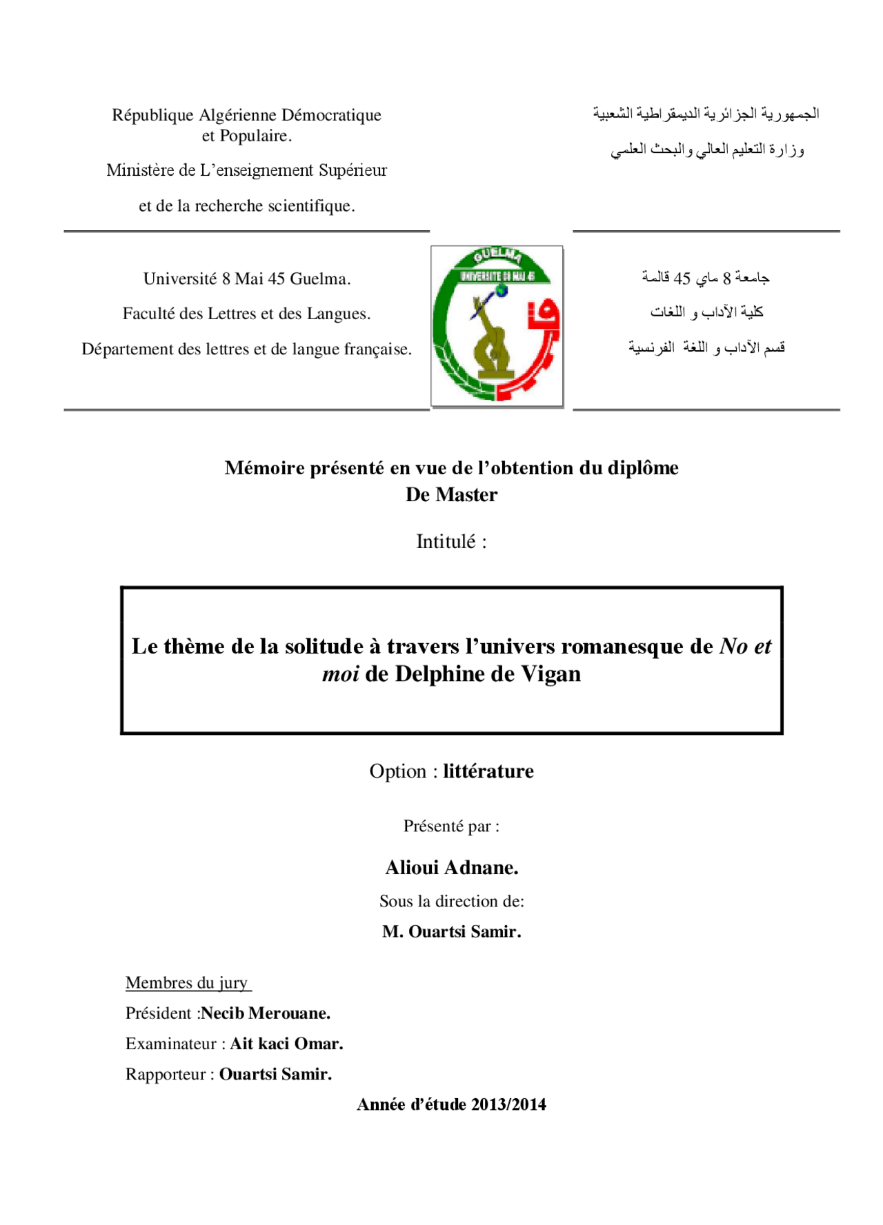 Personnages Principaux No Et Moi Le thème de la solitude à travers l'univers romanesque de No et moi de  Delphine de Vigan | Notes Littérature | Docsity