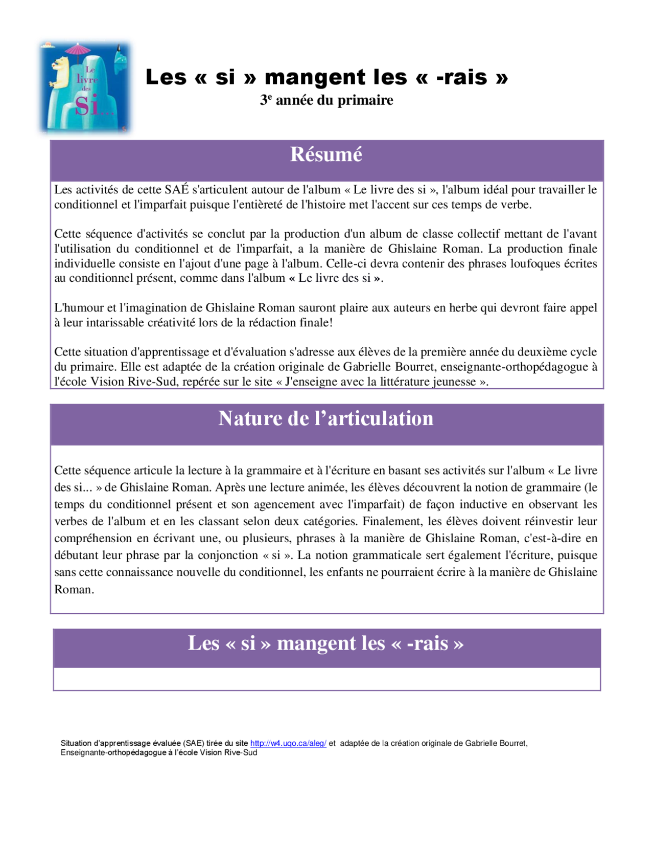 Les «si» mangent les «-rais» - Docsity