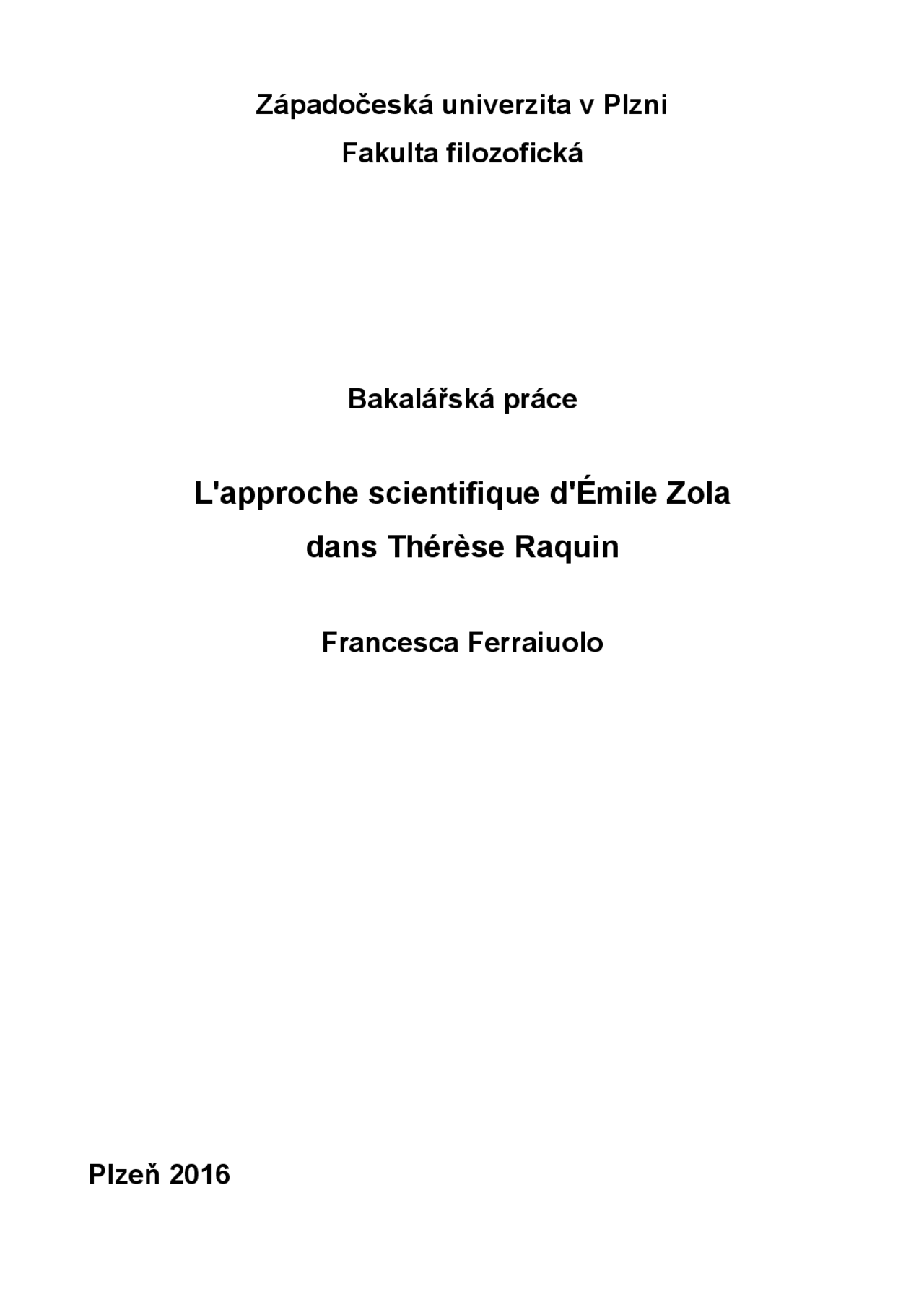 L Approche Scientifique D Emile Zola Dans Therese Raquin Docsity