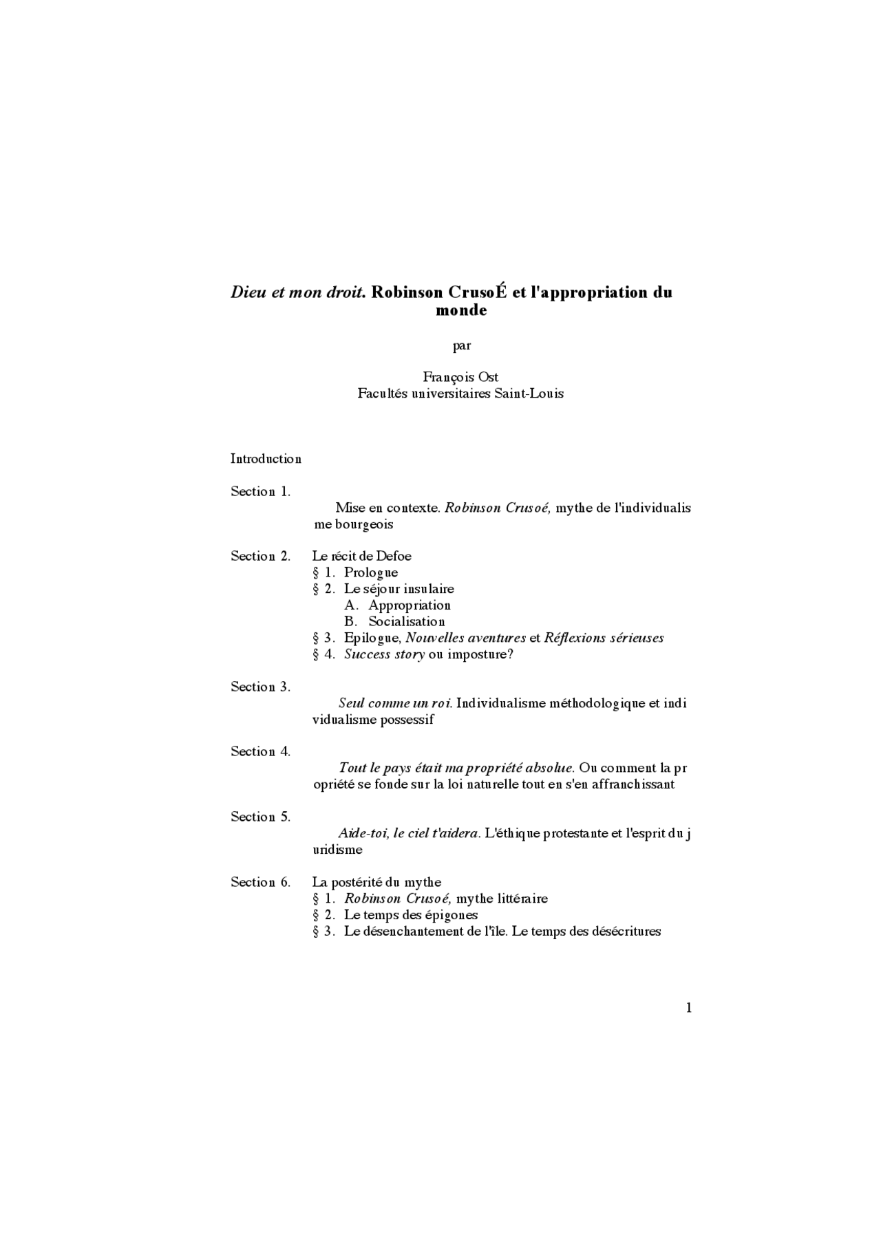 Dieu et mon droit. Robinson Crusoé et l'appropriation du monde Docsity