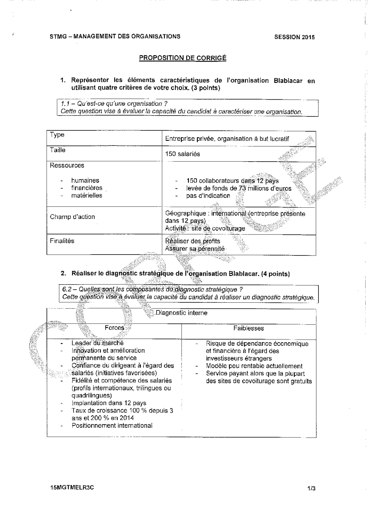 Tableau De Caracterisation Stmg Management Représentation des éléments caractéristiques de l'organisation Blablacar |  Exercices Management Industriel | Docsity