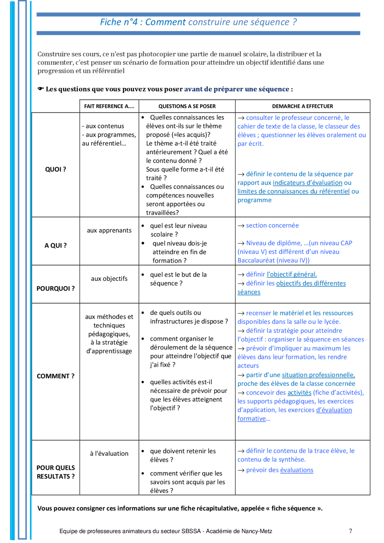 Comment Construire Une Séquence Docsity