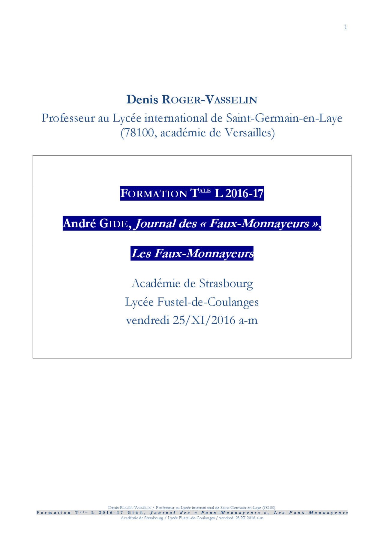 Andre Gide Journal Des Faux Monnayeurs Docsity