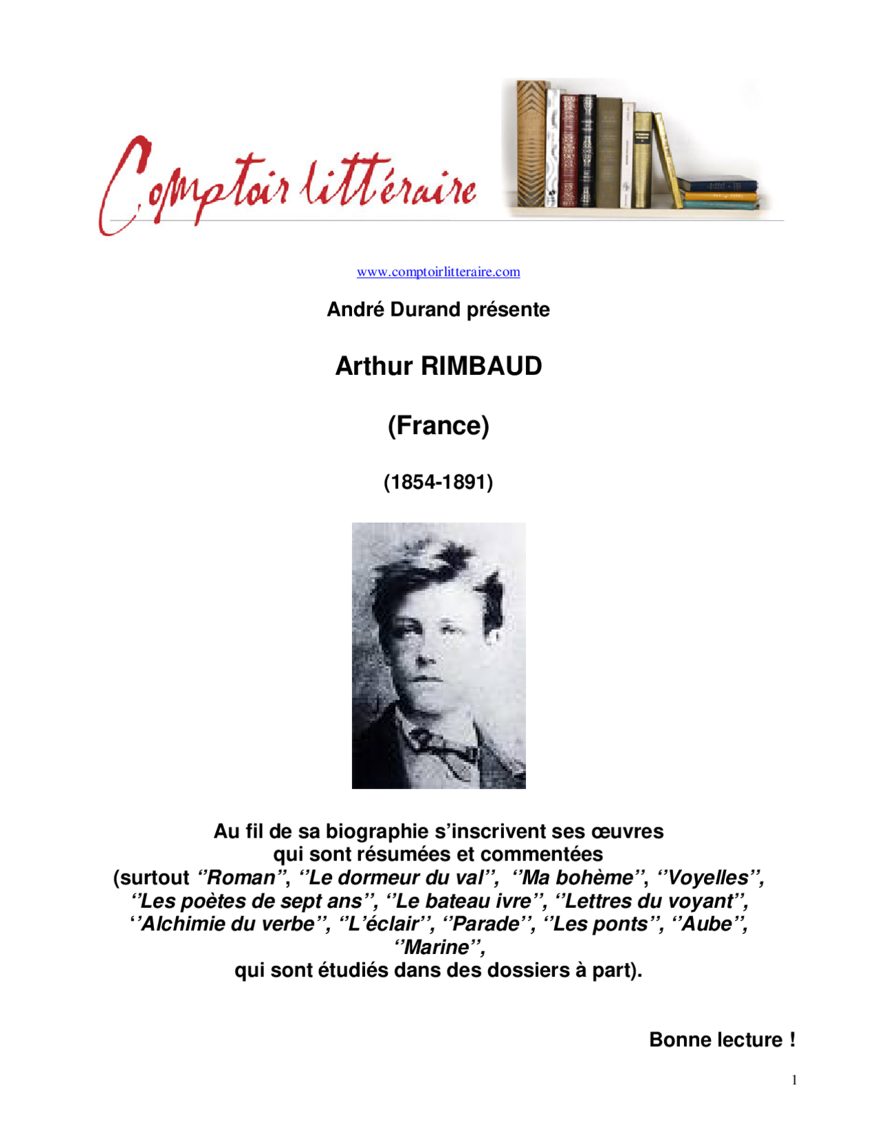 Arthur Rimbaud (1854-1891): Narration en prose - Docsity