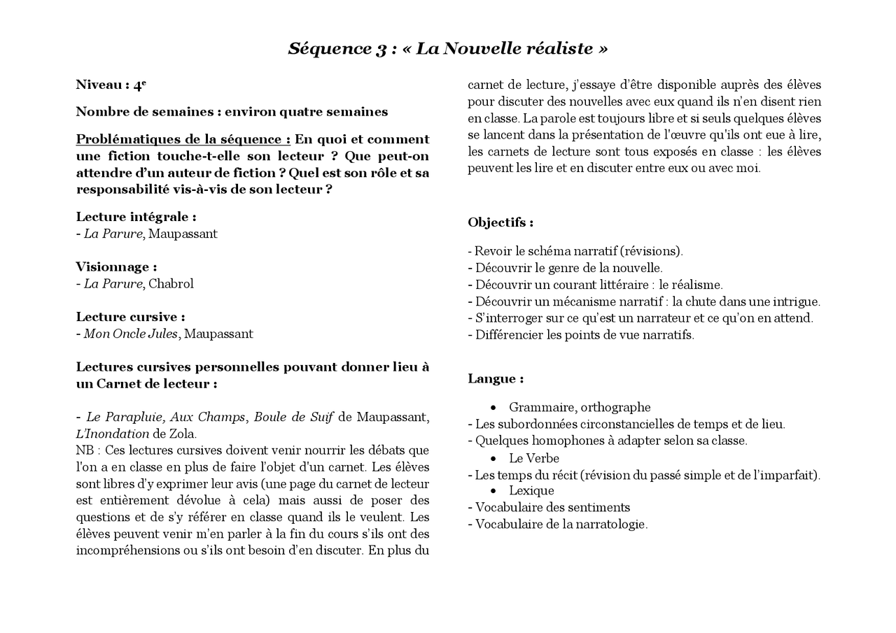 La nouvelle réaliste | Essai Littérature | Docsity