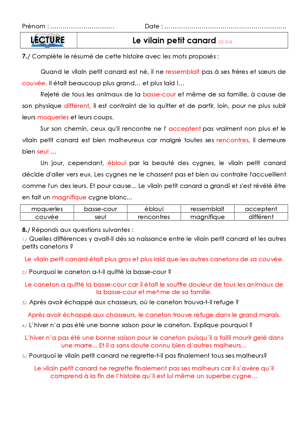 Les Vilains Petit Canards Boris Cyrulnik Résumé Le Vilain Petit Canard | Essai Littérature | Docsity