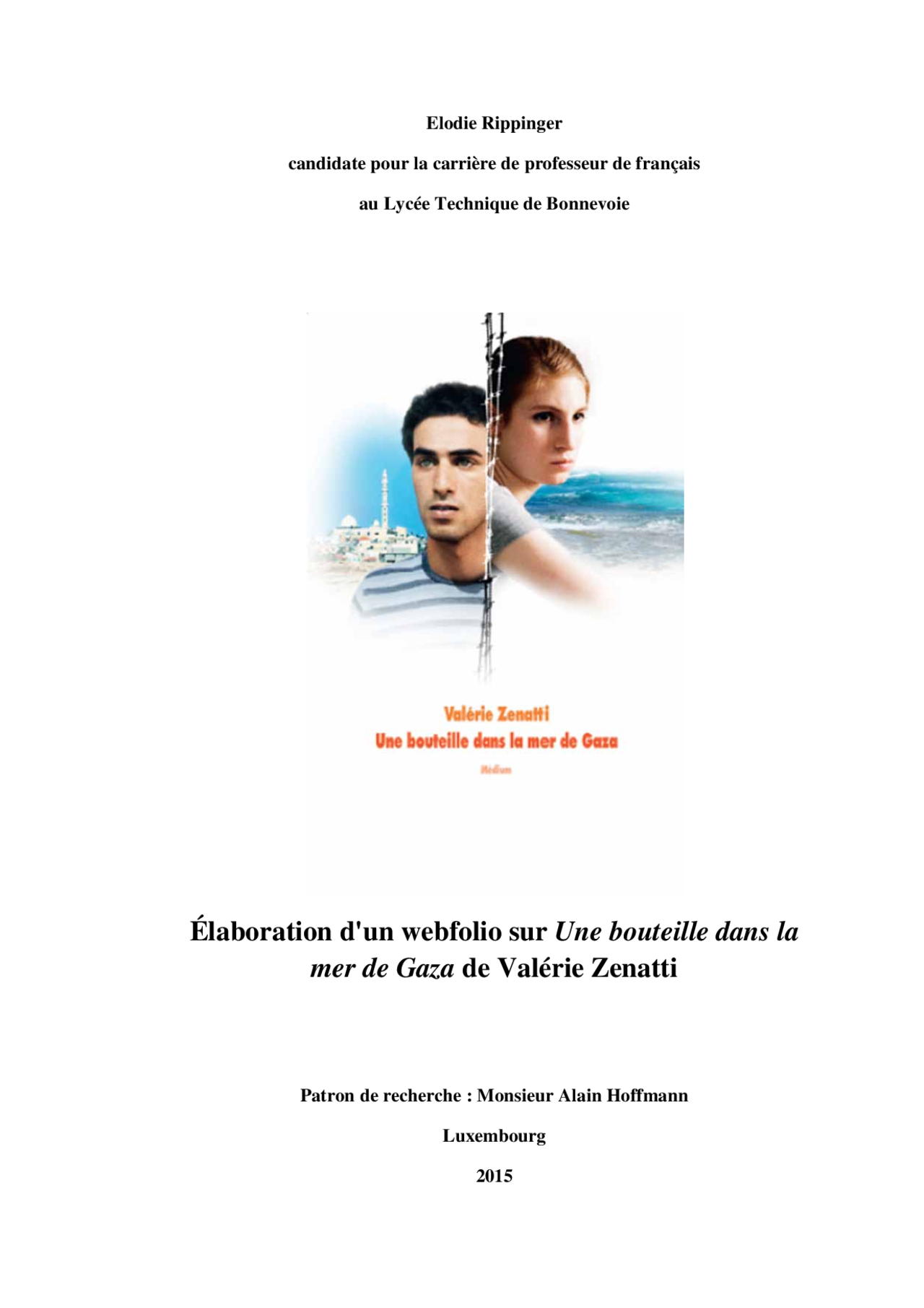 Elaboration D Un Webfolio Sur Une Bouteille Dans La Mer De Gaza De Valerie Zenatti Docsity