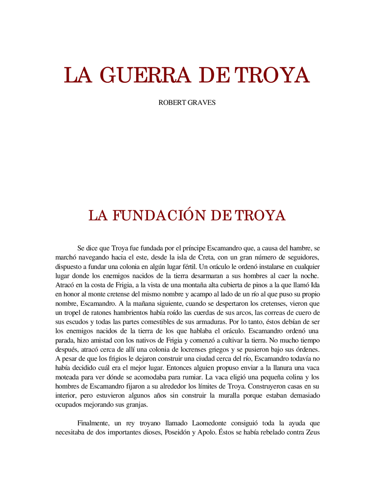 La Guerra De Troya Segun Graves Docsity