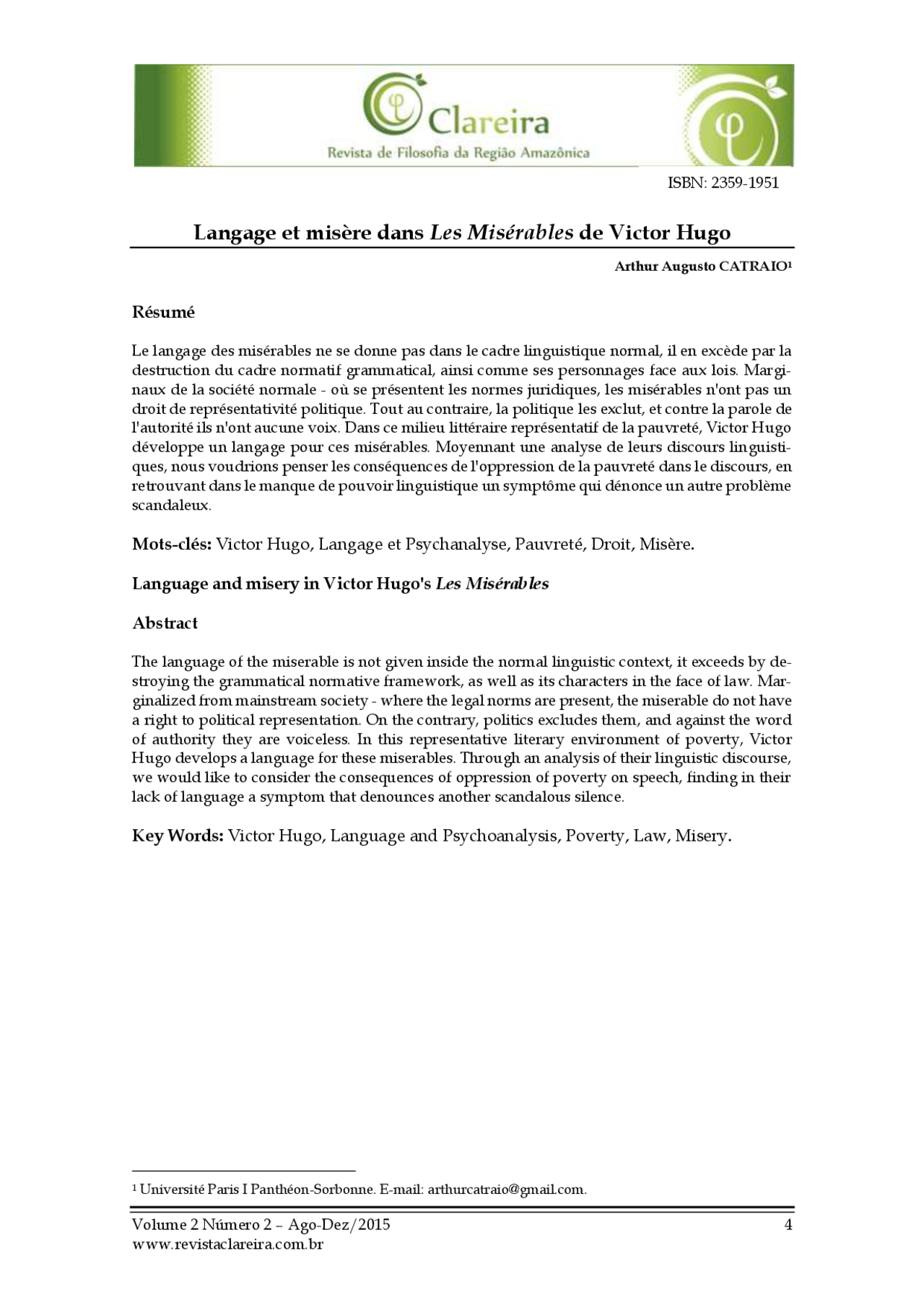 Langage Et Misere Dans Les Miserables De Victor Hugo Docsity