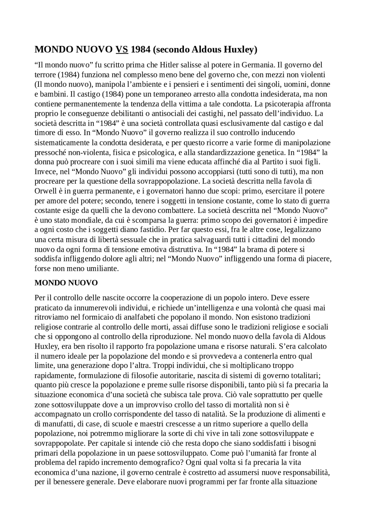il mondo nuovo di huxley