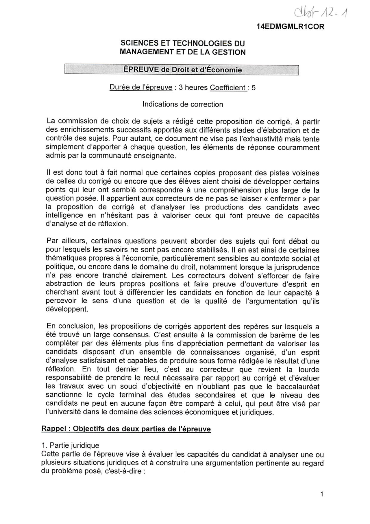 Sujet Bac Droit Stmg Contrat De Travail Épreuve de Droit et d'Économie divisée en deux parts | Examens Economie et  Droit | Docsity