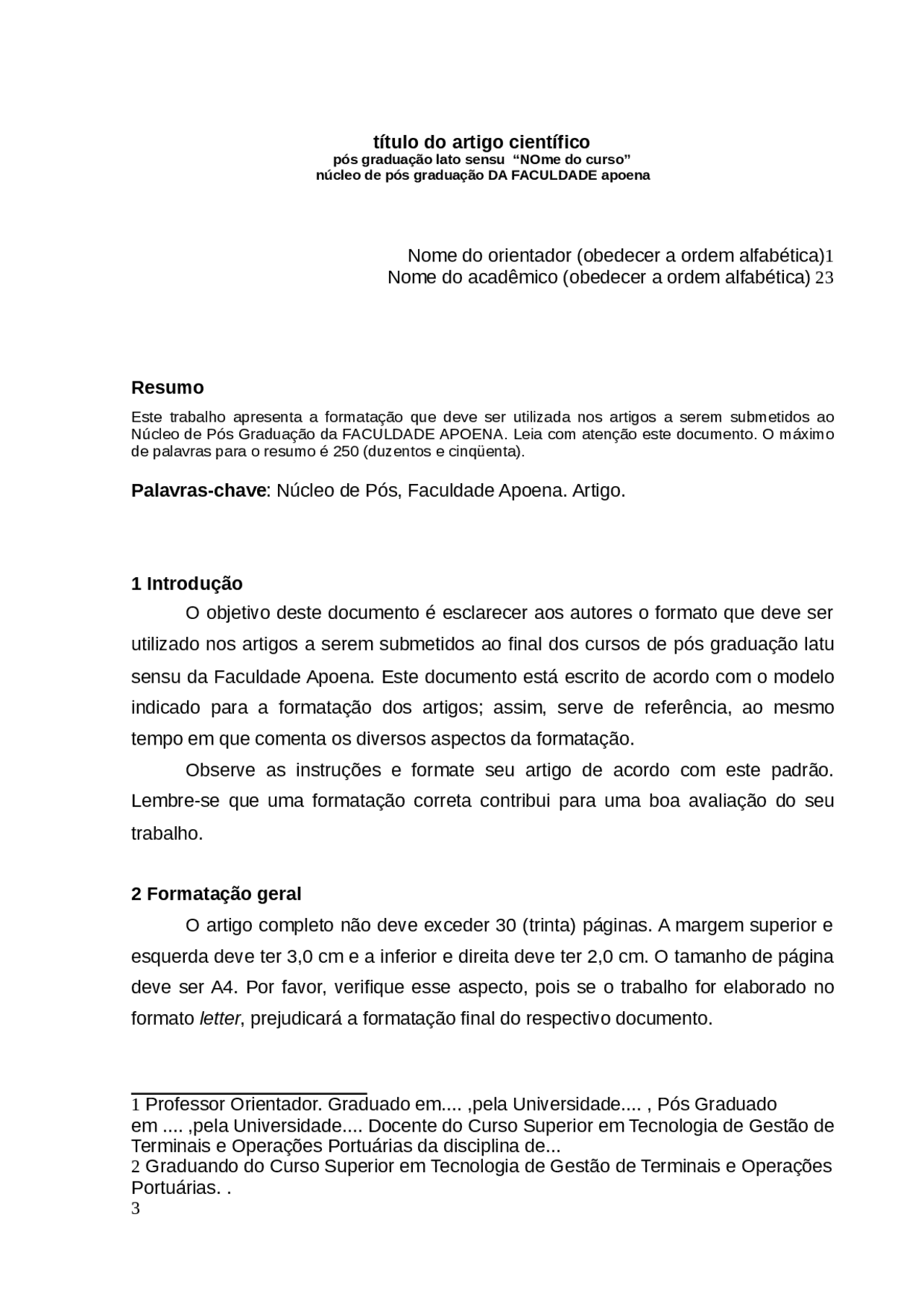 Modelo de artigo cientifico - Docsity