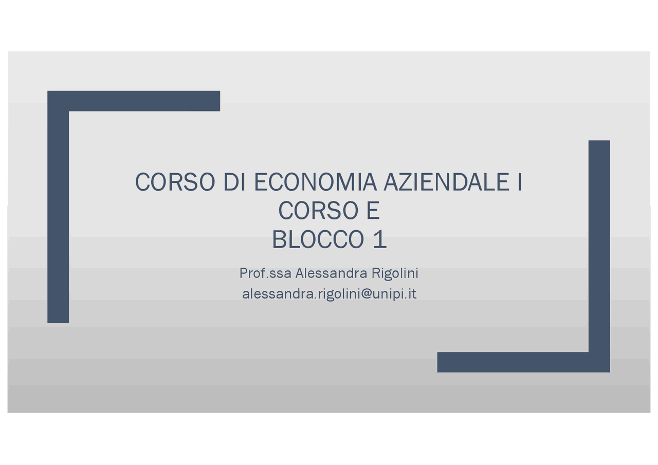 Economia aziendale I - Docsity