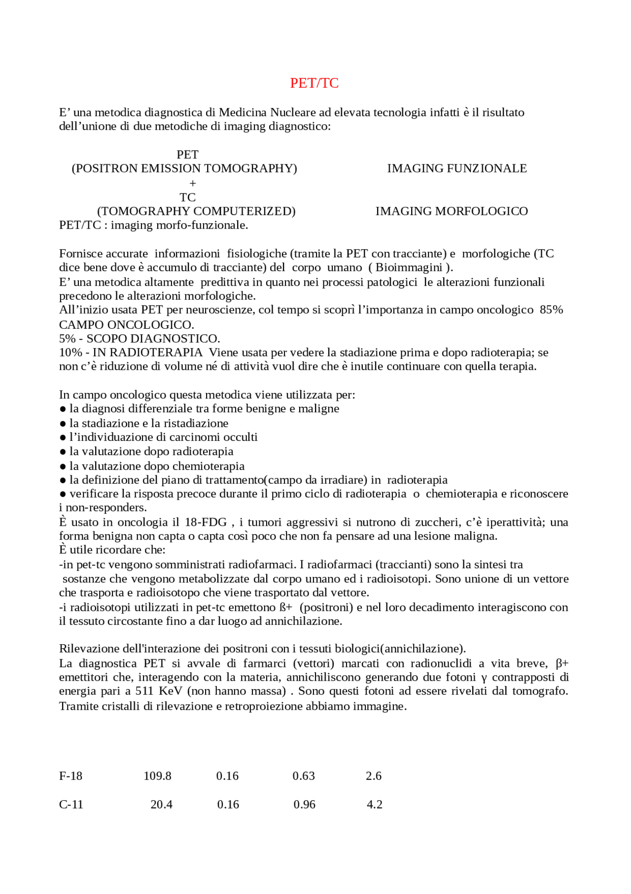 PET/TC; tomografia a emissione di positroni. - Docsity